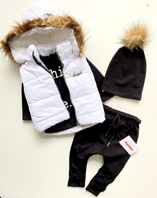 This İs Me Şişme Yelekli Ponponlu Şapkalı 3'Lü Tarz Favori Takım