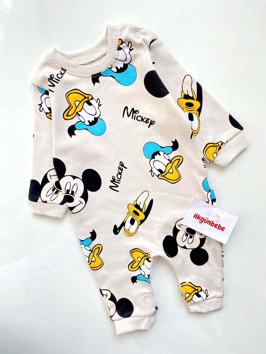 Mickey Baskılı Alttan Çıtçıtlı Unısex tulum