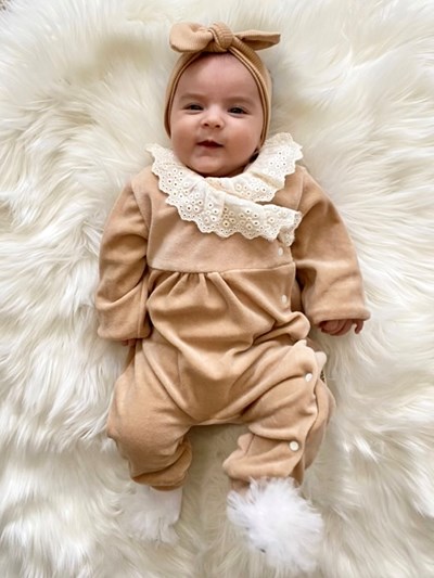 Kadife Kumaş Fisto Yaka Detaylı Zarif Kışlık Tulum