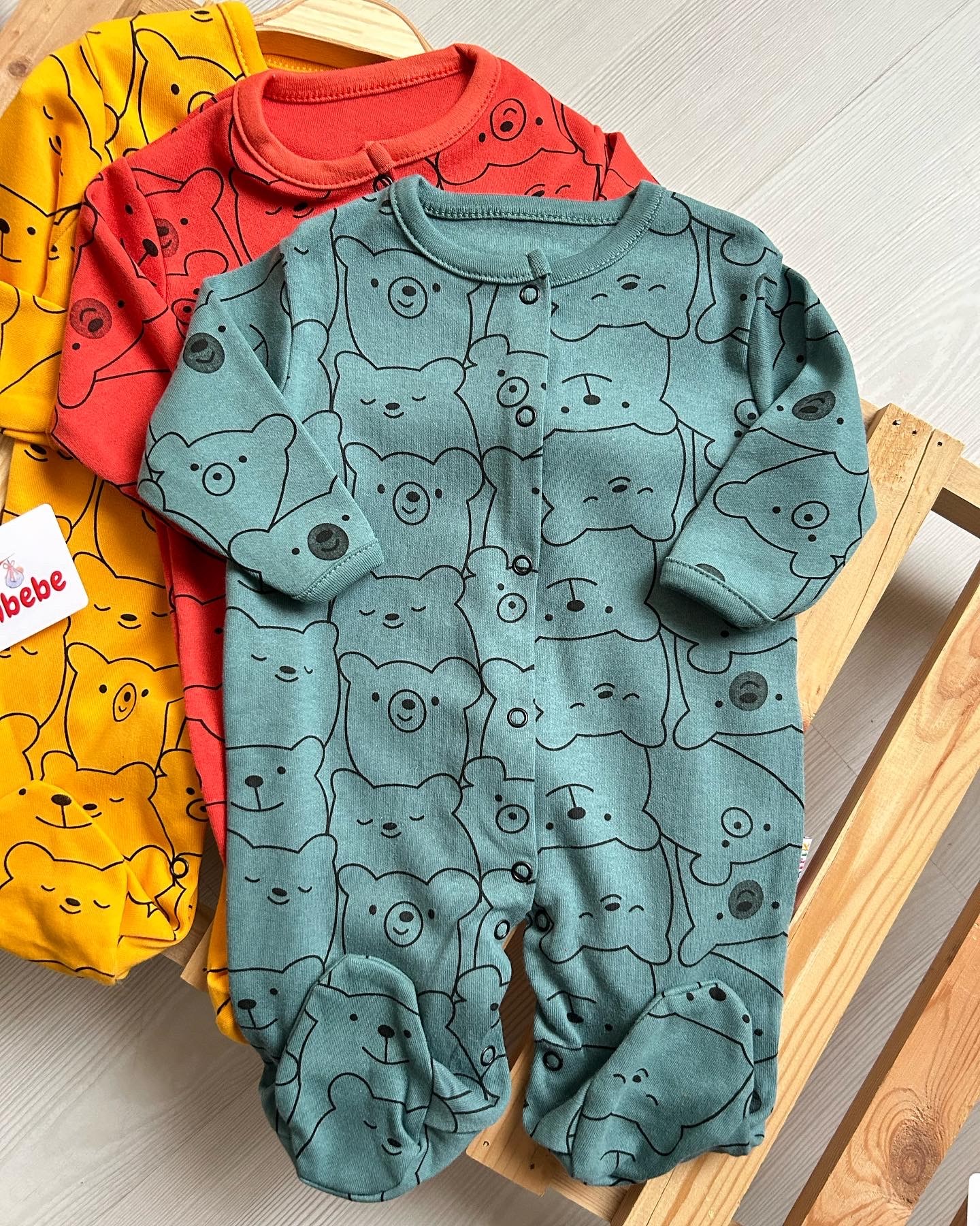 Bear Desenli Patikli Çıtçıtlı Kampanyalı 3’lü Tulum Set