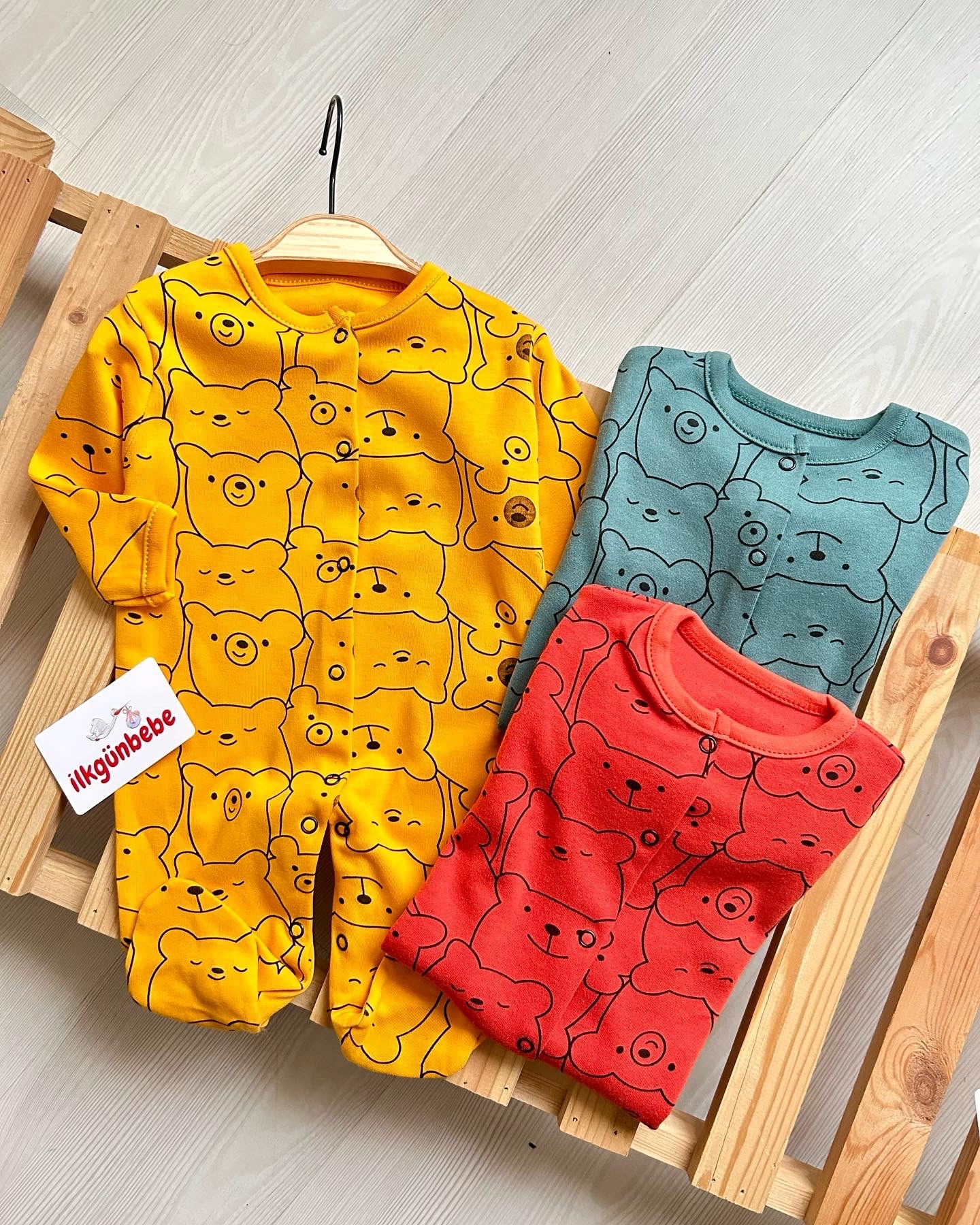 Bear Desenli Patikli Çıtçıtlı Kampanyalı 3’lü Tulum Set
