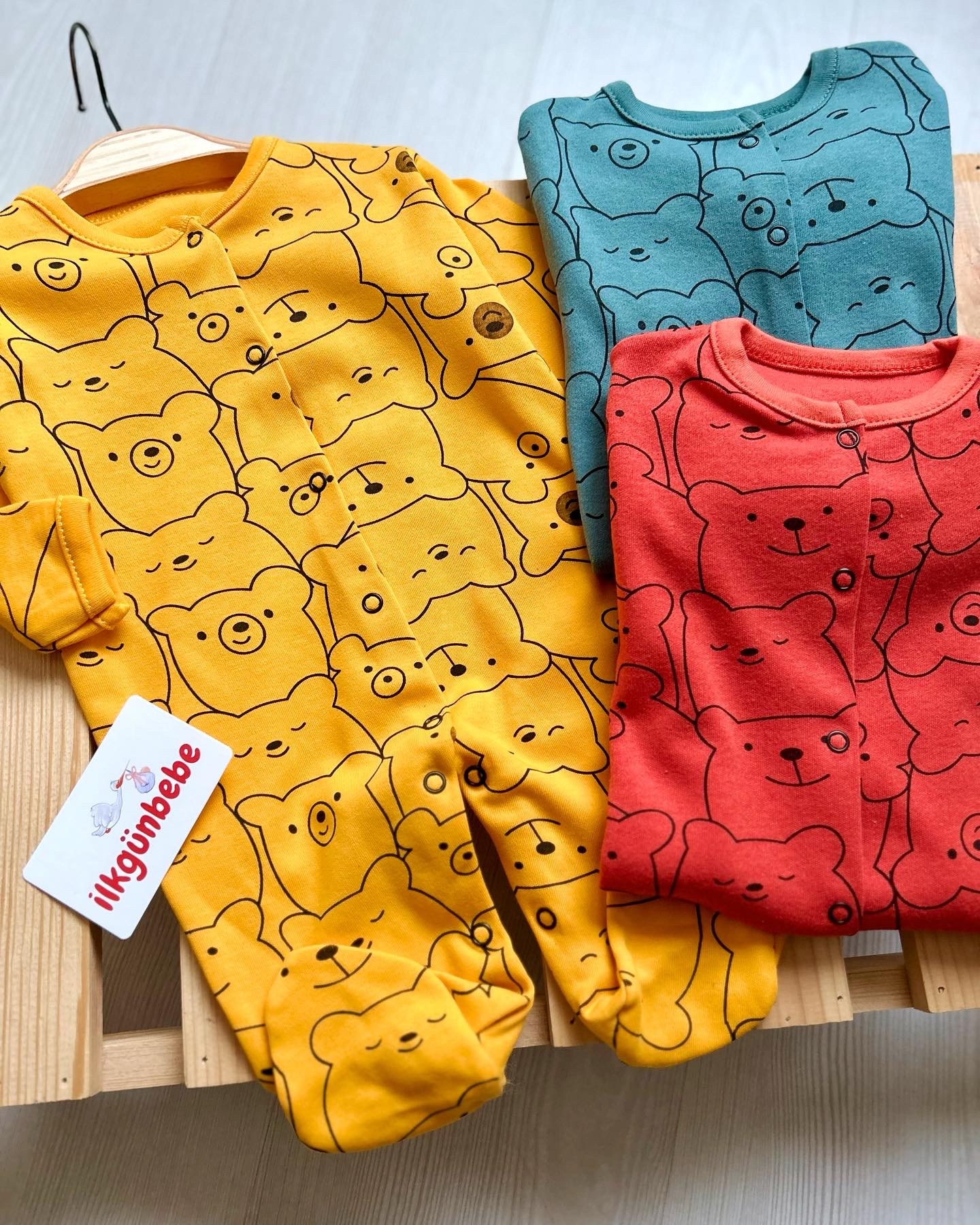 Bear Desenli Patikli Çıtçıtlı Kampanyalı 3’lü Tulum Set