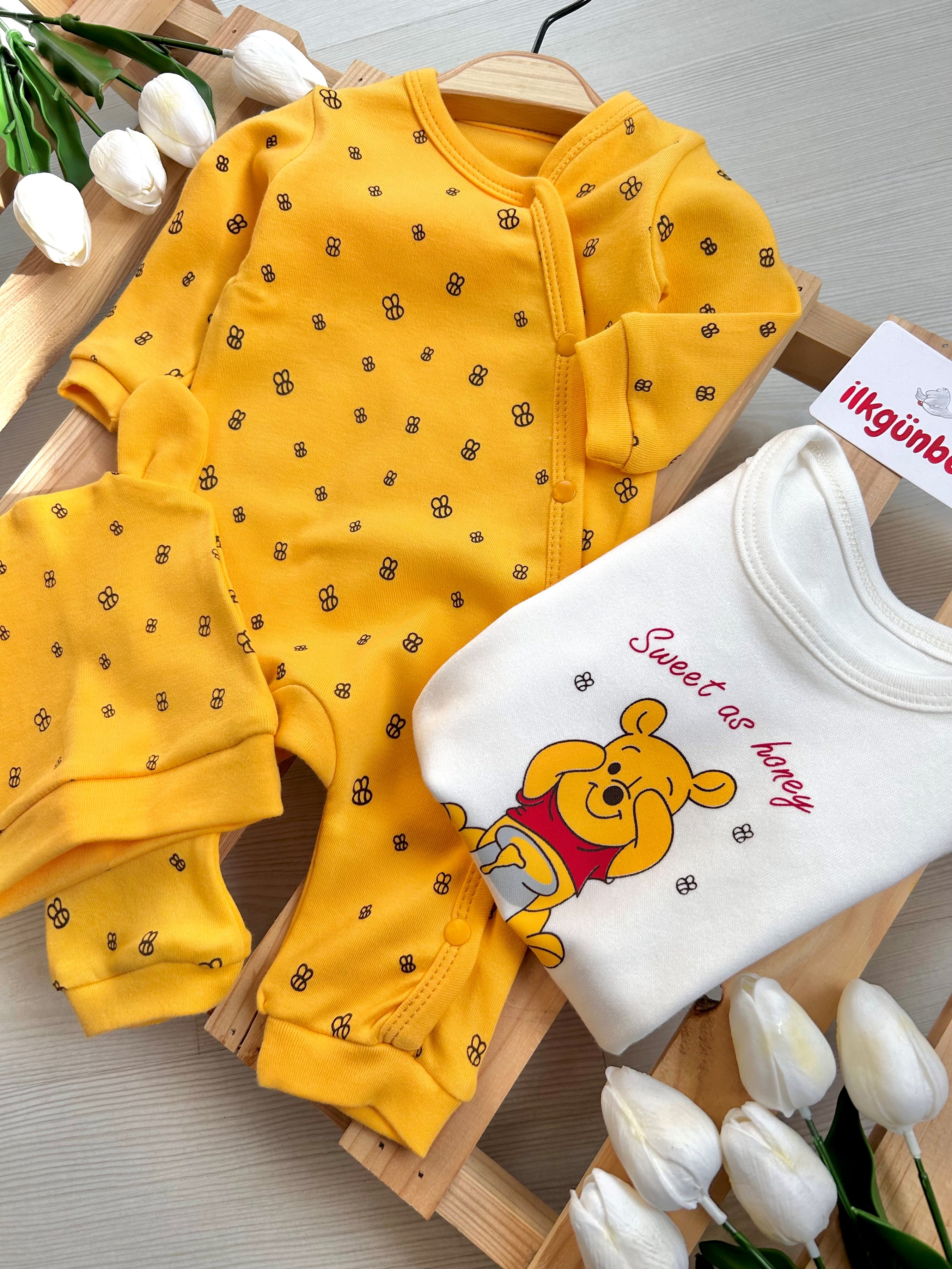 Sweet A Honey Zıbınlı Şapkalı 3’lü Tulum