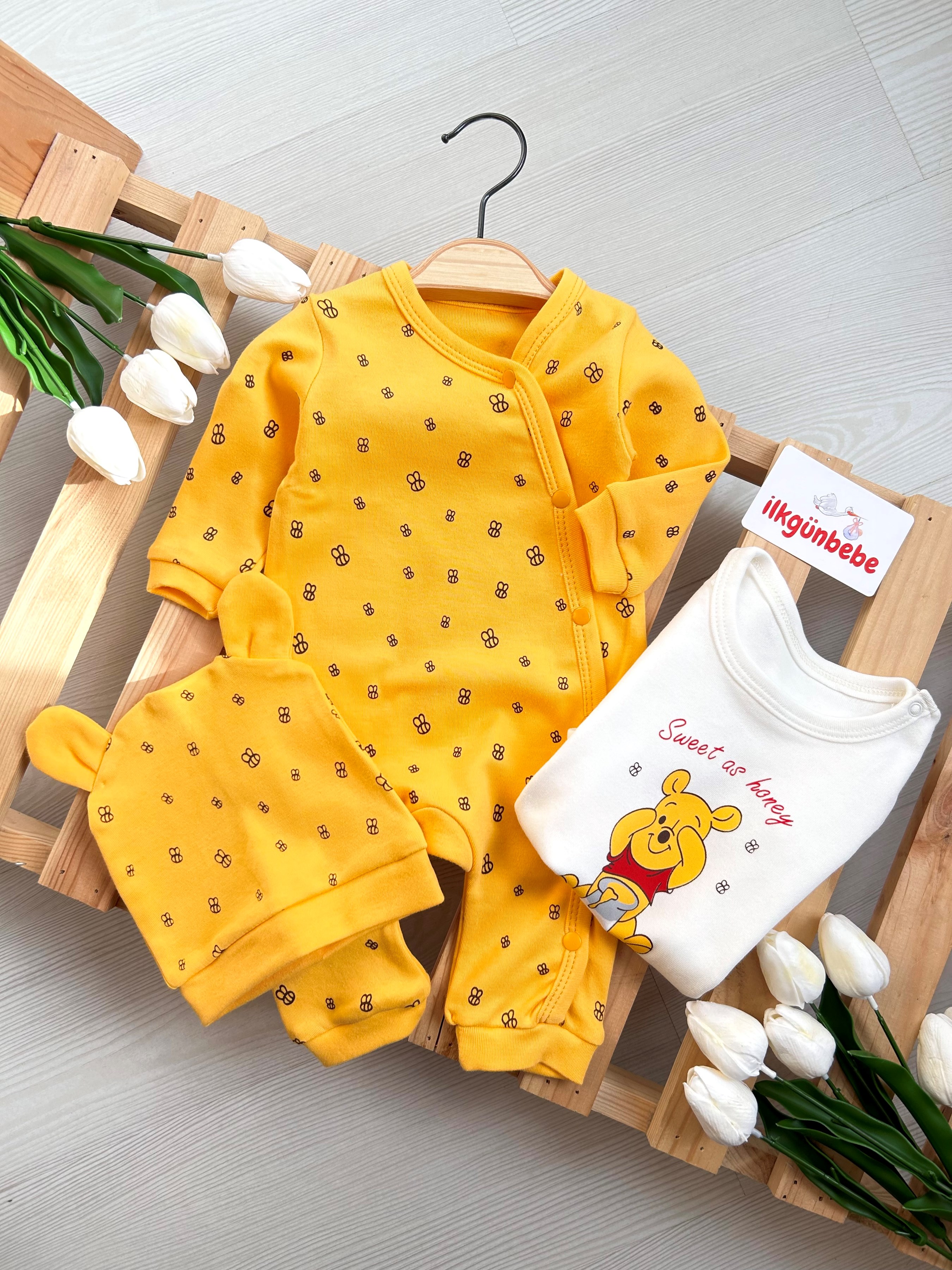Sweet A Honey Zıbınlı Şapkalı 3’lü Tulum