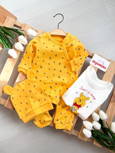 Sweet A Honey Zıbınlı Şapkalı 3’lü Tulum