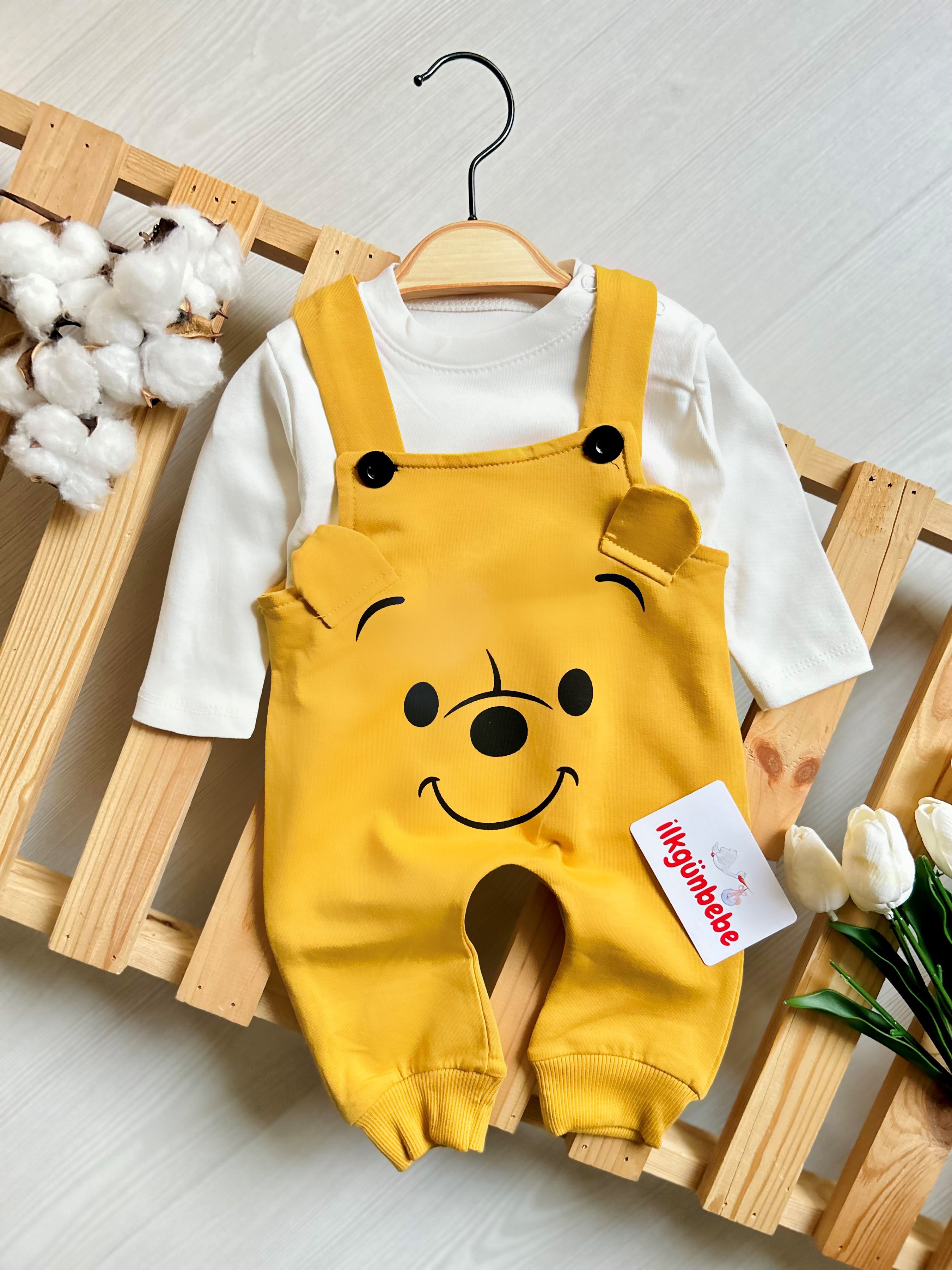 Sevimli Pooh Baskılı Badili Unisex Salopet