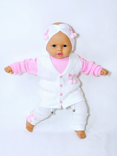 Selanik Örgüsü Kazaklı Triko Taytlı Bandanalı Yelekli 4’lü Kışlık Takım