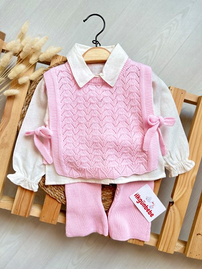 Amelia Süveterli Gömlekli 3’lü Triko Premium Takım