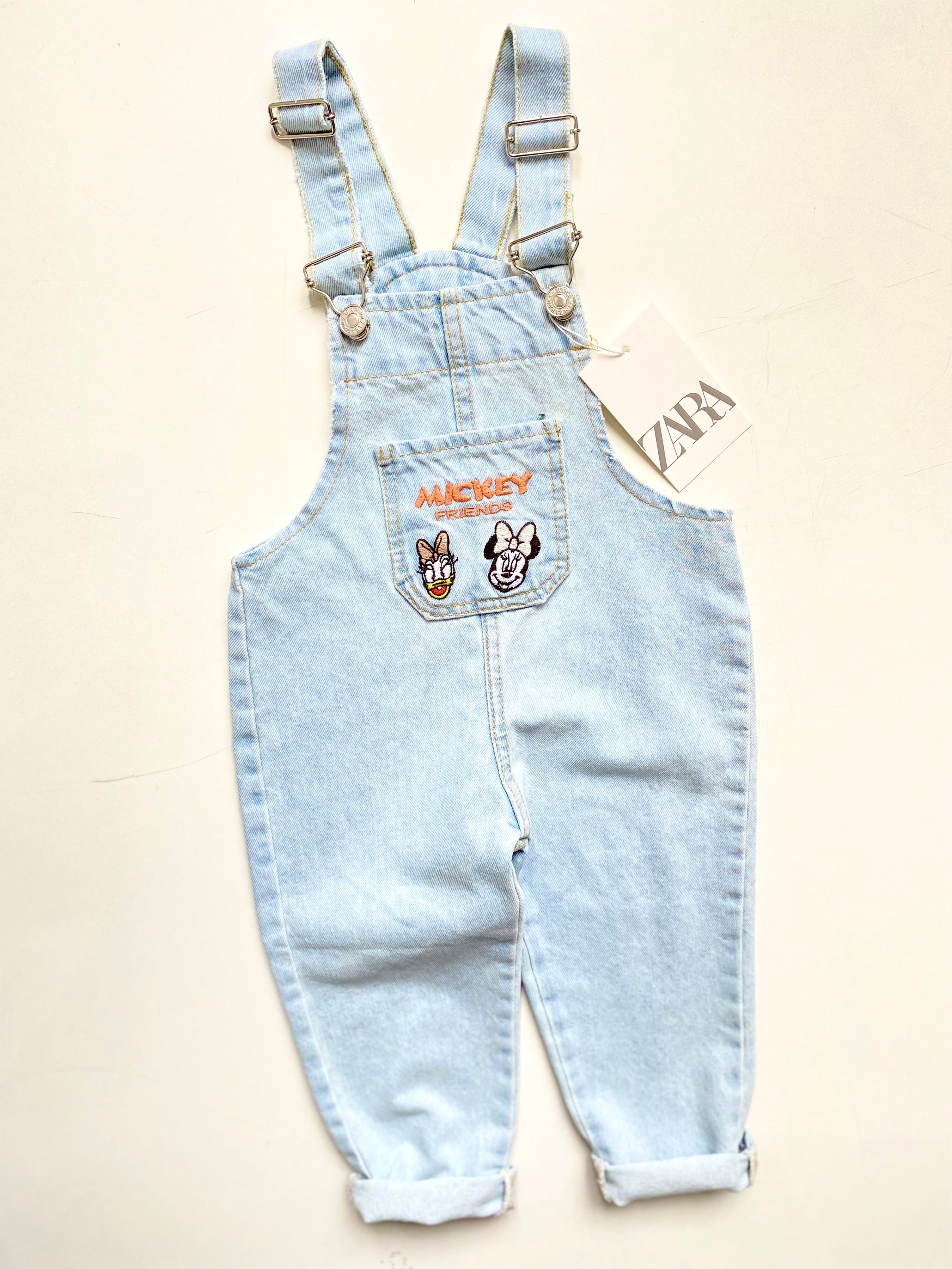 Zara Model Mickey Friends Baskılı Organik Kot Kumaş Jean Salopet