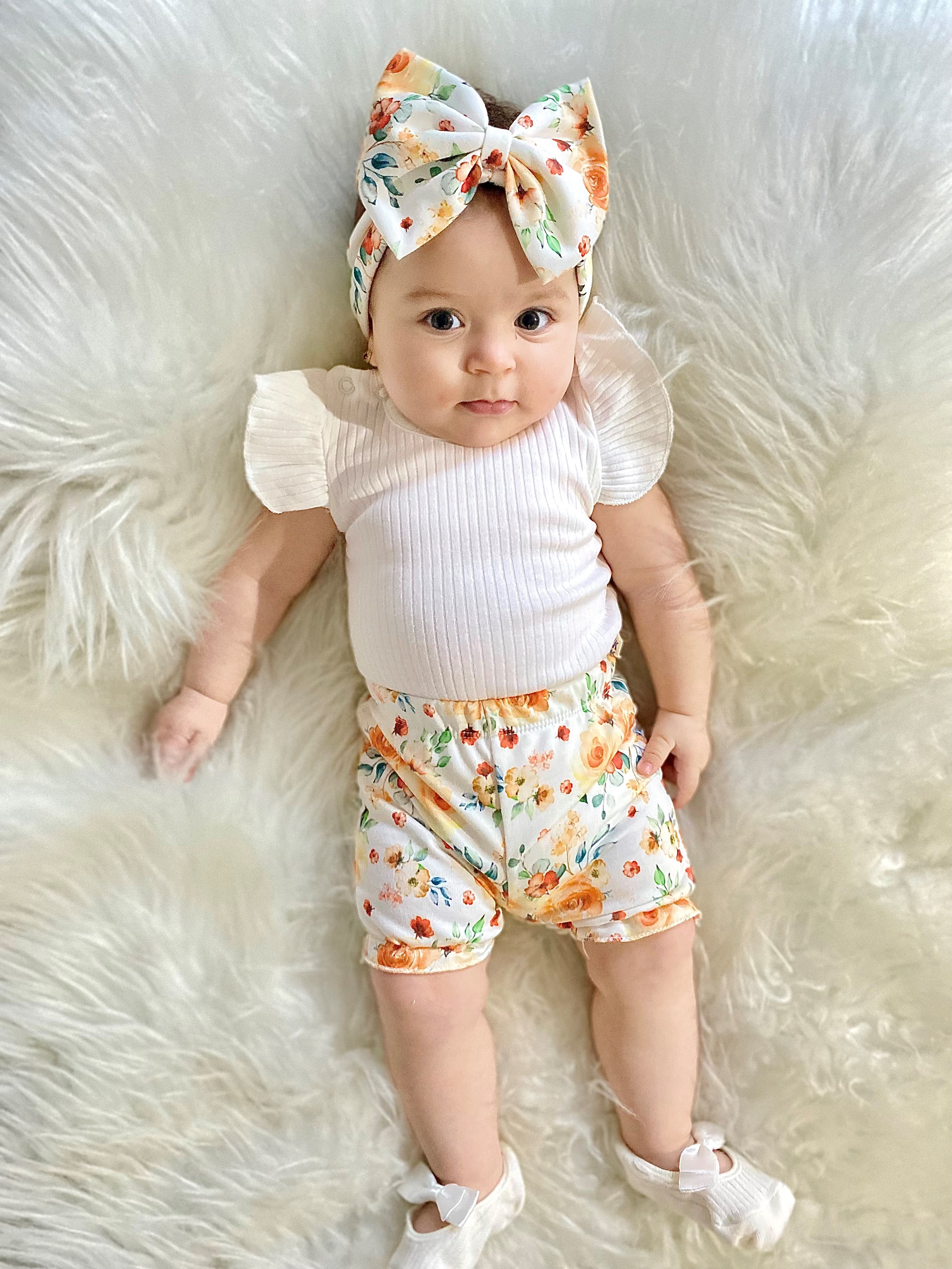 Kolları Fırfırlı Zıbınlı Bandanalı Çiçek Desenli 3’Lü Takım