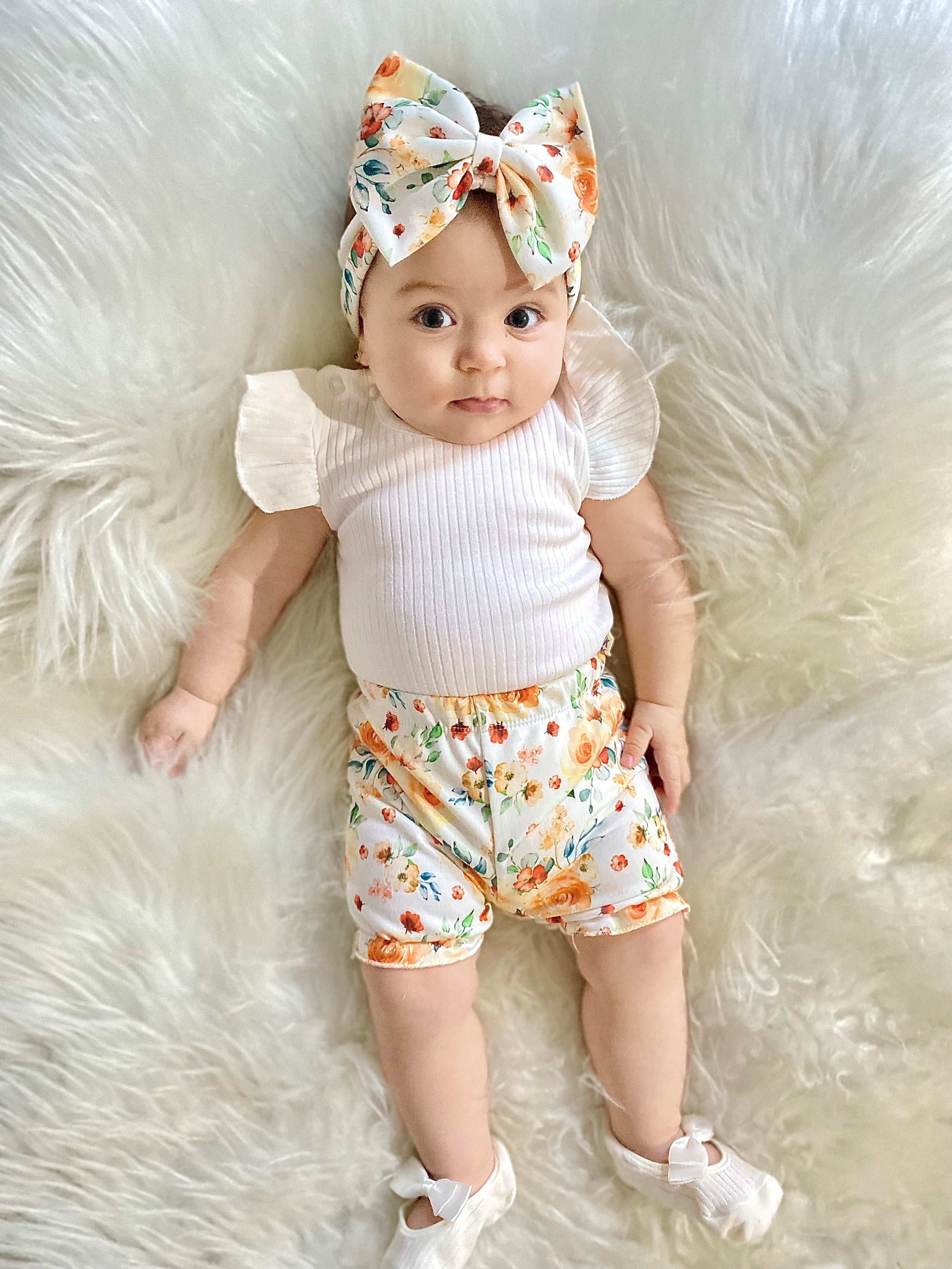 Kolları Fırfırlı Zıbınlı Bandanalı Çiçek Desenli 3’Lü Takım