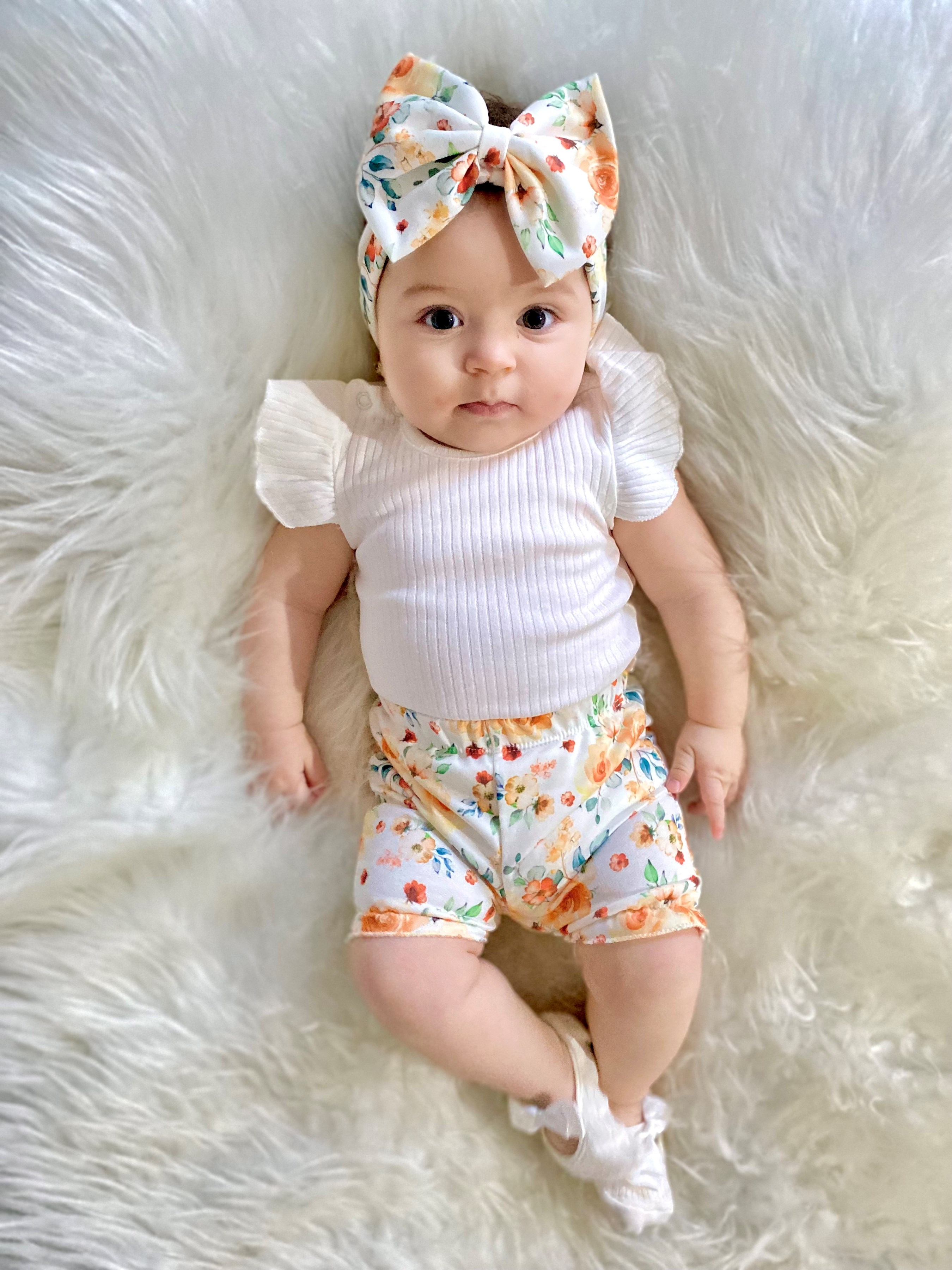 Kolları Fırfırlı Zıbınlı Bandanalı Çiçek Desenli 3’Lü Takım