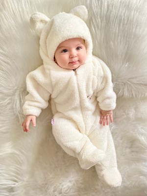 Bear Detaylı Ayaklı Kapşonlu Welsoft Unisex Tulum