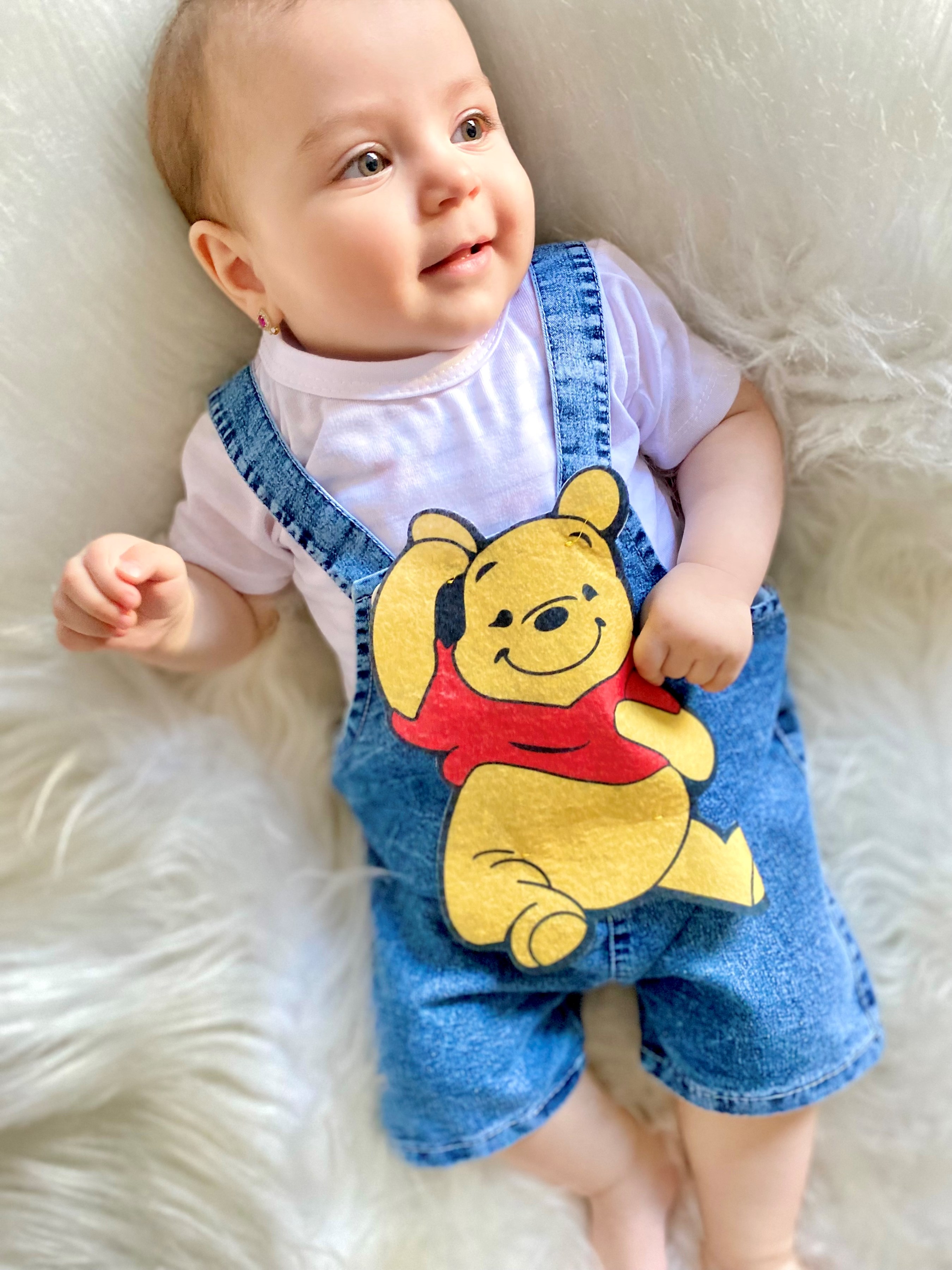 Winnie The Pooh Baskılı Unisex Kot Salopet (badi dahil değil)