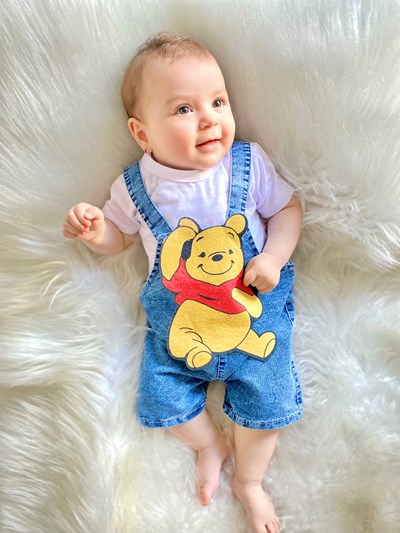 Winnie The Pooh Baskılı Unisex Kot Salopet (badi dahil değil)