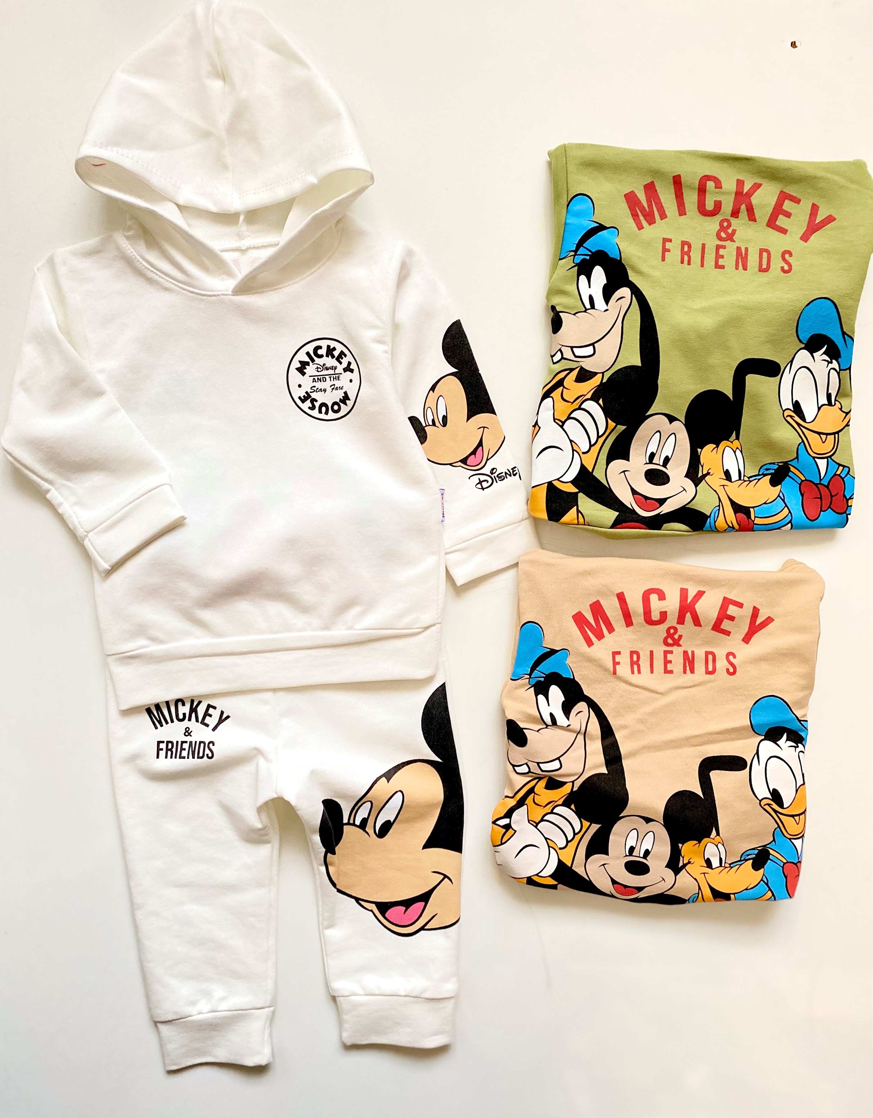 Mickey Mouse Baskılı Arkası Detaylı Kapşonlu 2 İp 2’Li Takım