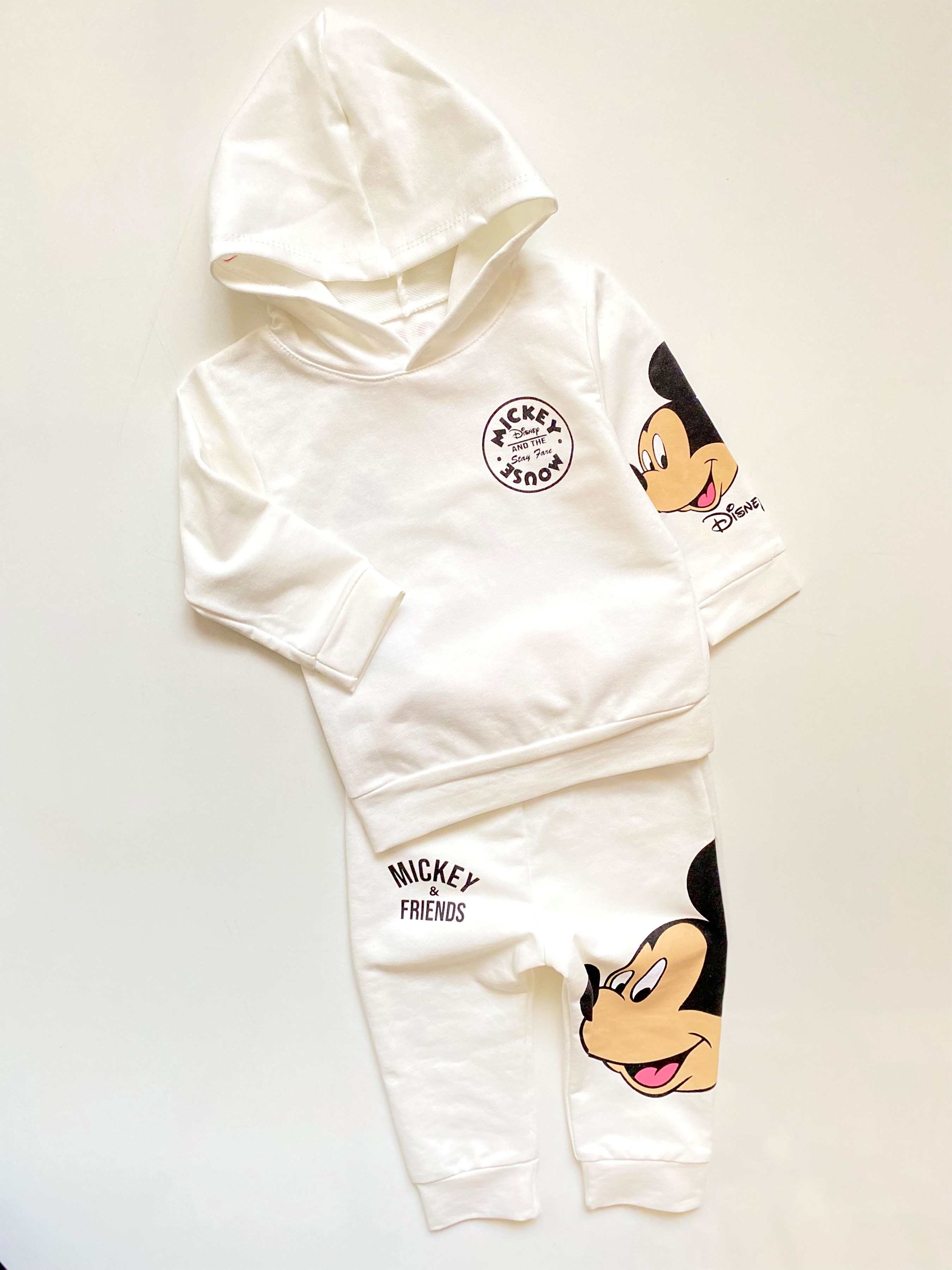 Mickey Mouse Baskılı Arkası Detaylı Kapşonlu 2 İp 2’Li Takım
