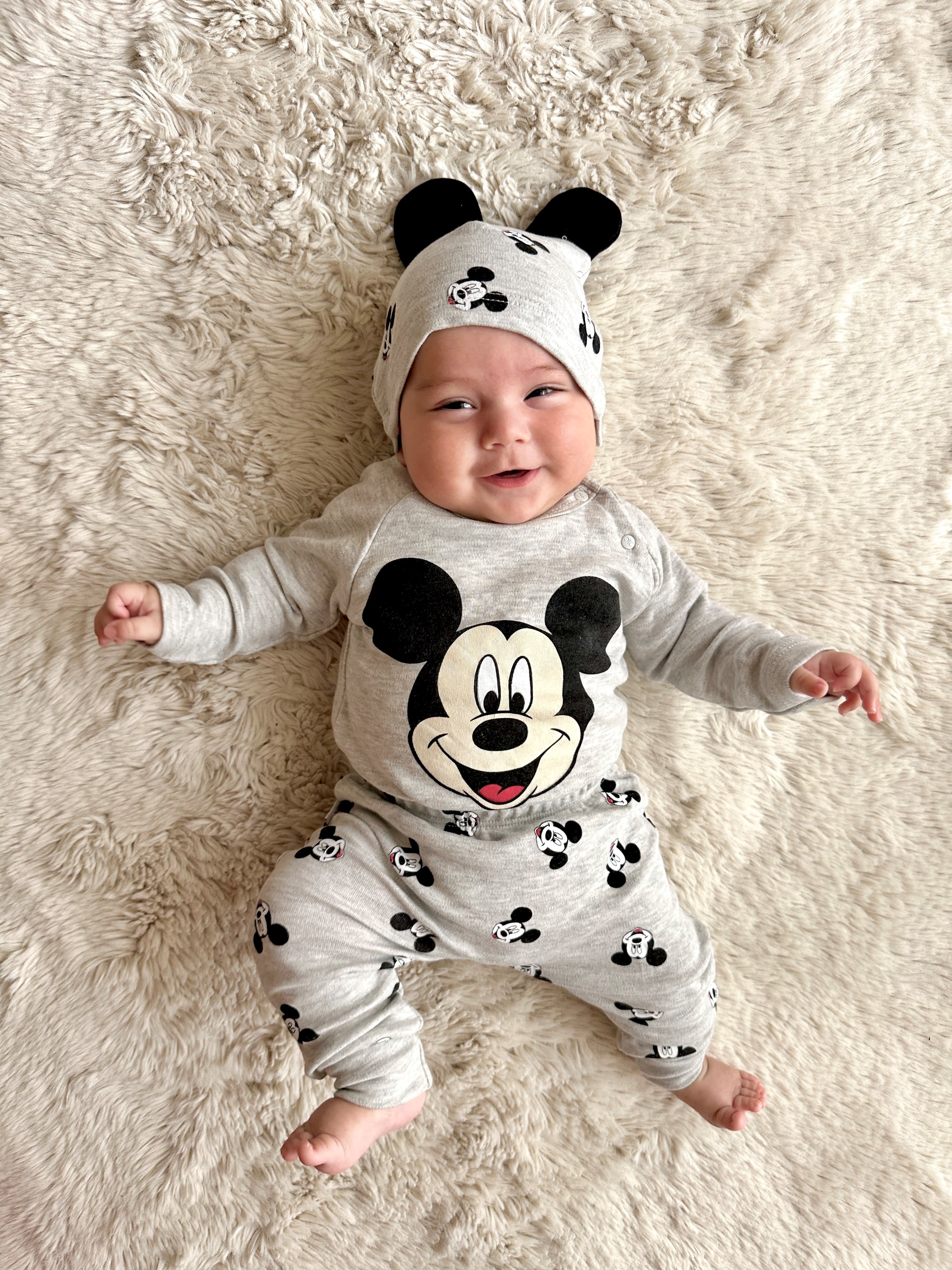 Mickey Mouse Baskılı Mevsimlik Şapkalı 3’lü Set