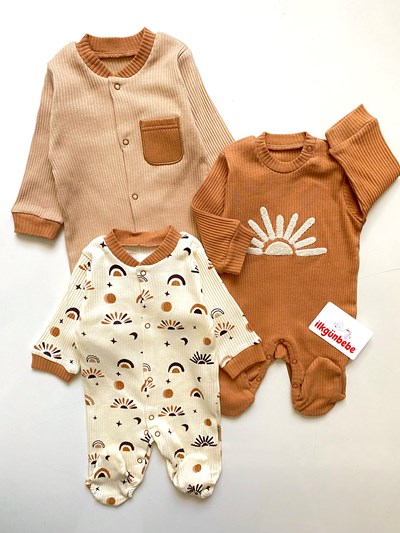 Güneş Baskılı %100 Pamuk Esnek Kumaş 3’’lü Tulum Set