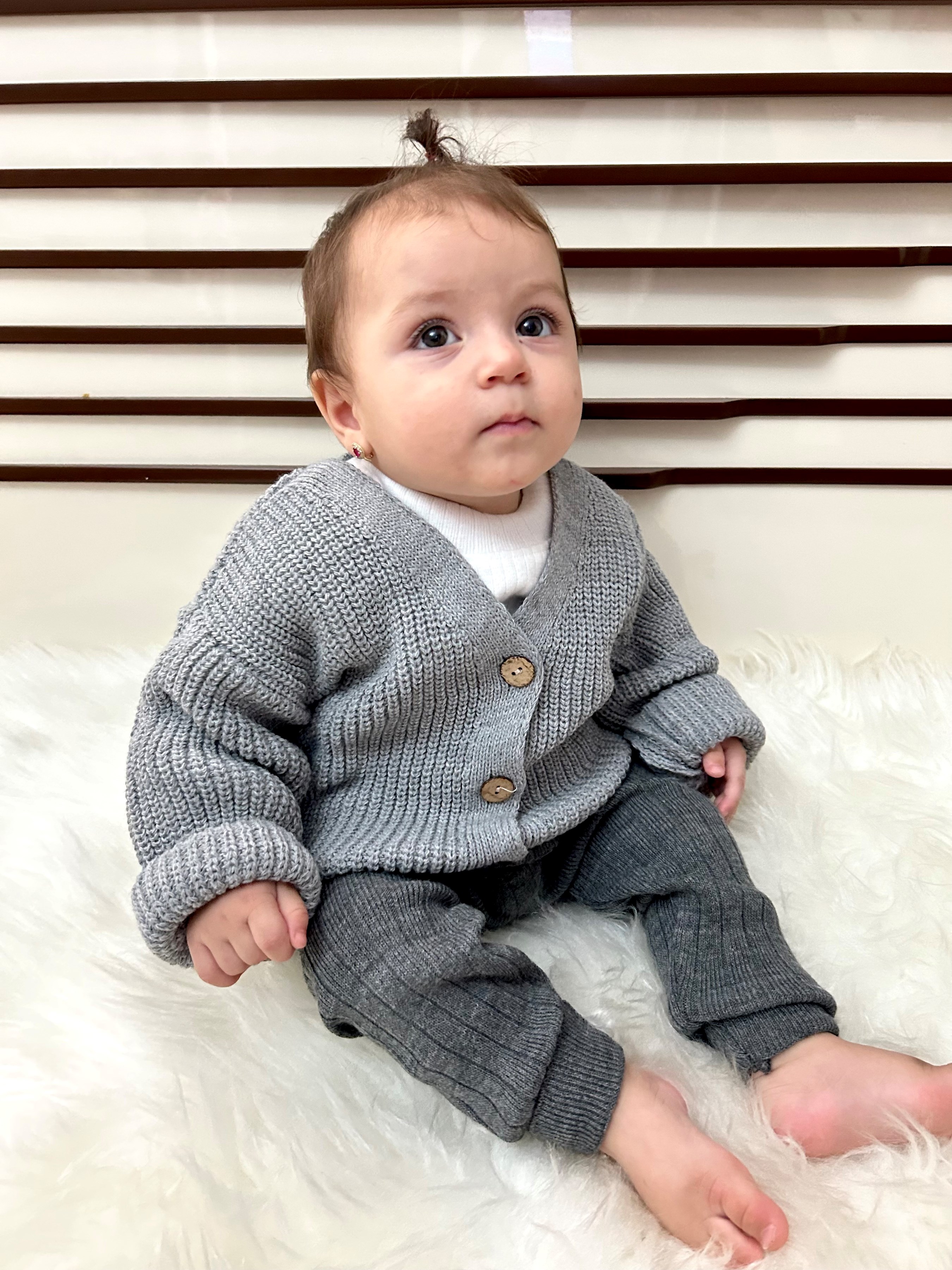 Selanik Örgüsü Triko Tahta Düğmeli Oversize Basic Unisex Model Hırka