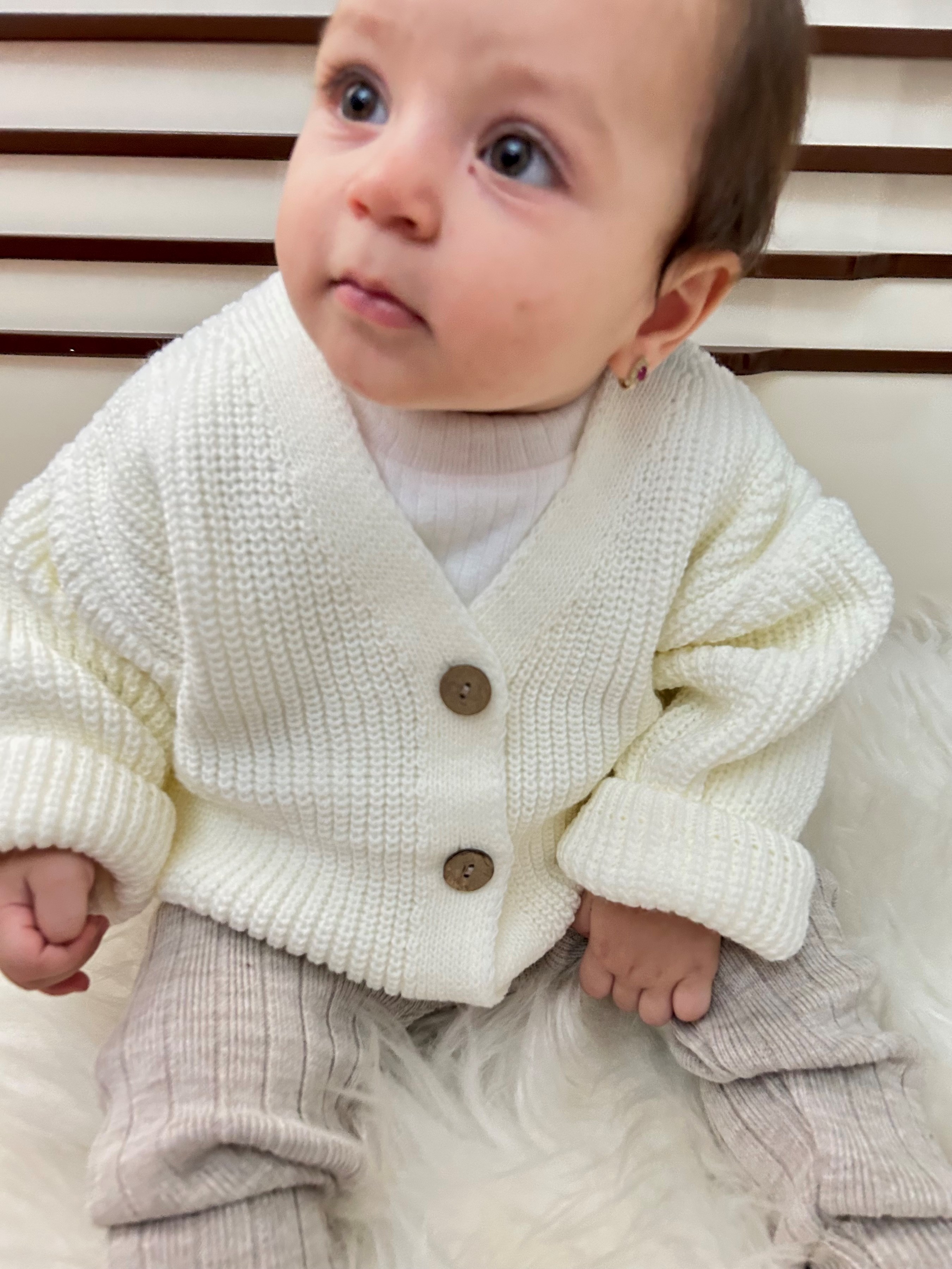 Selanik Örgüsü Triko Tahta Düğmeli Oversize Basic Unisex Model Hırka