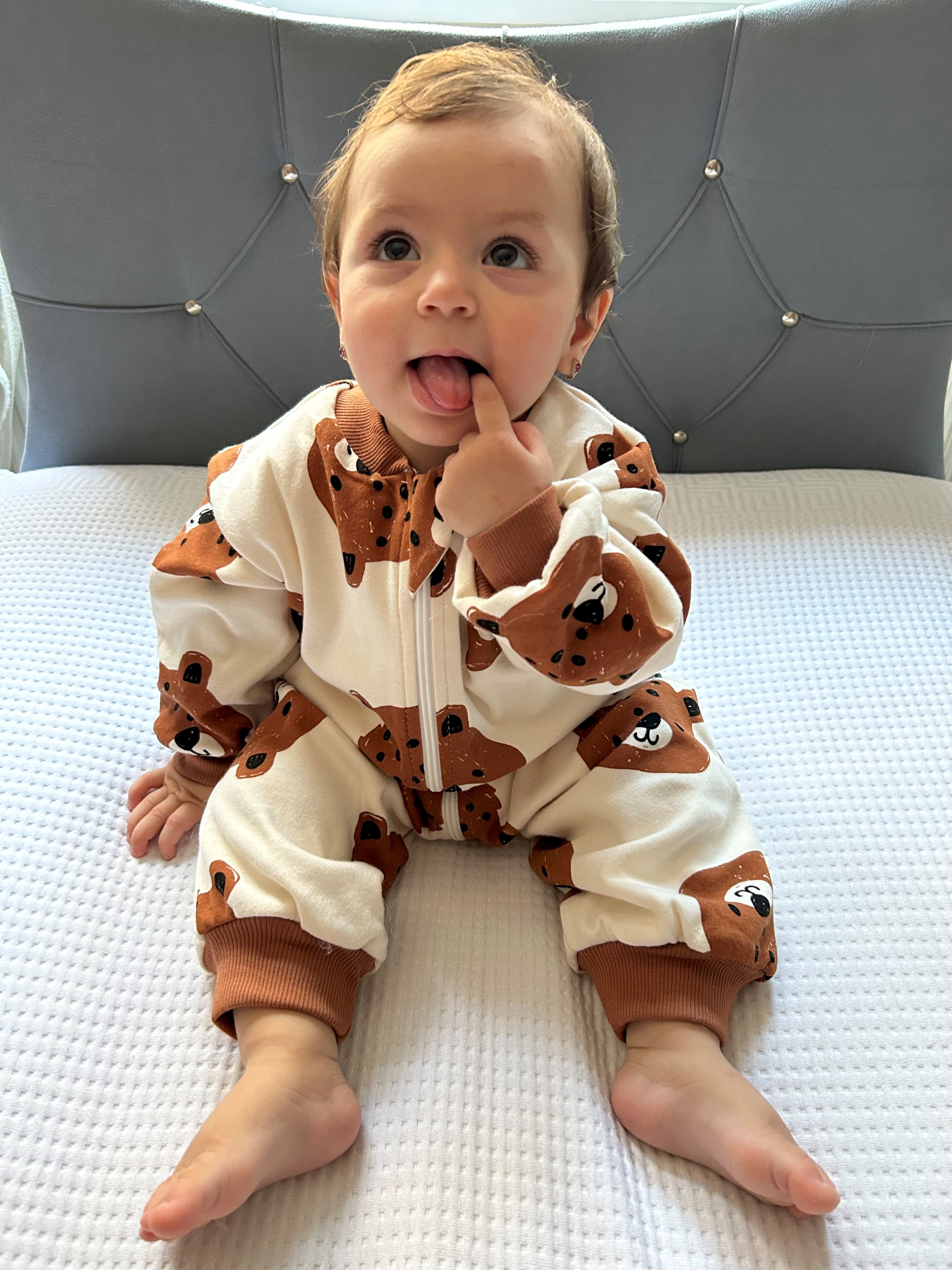 Bear Baskılı %100 Pamuk Elyafsız Unisex Uyku Tulumu