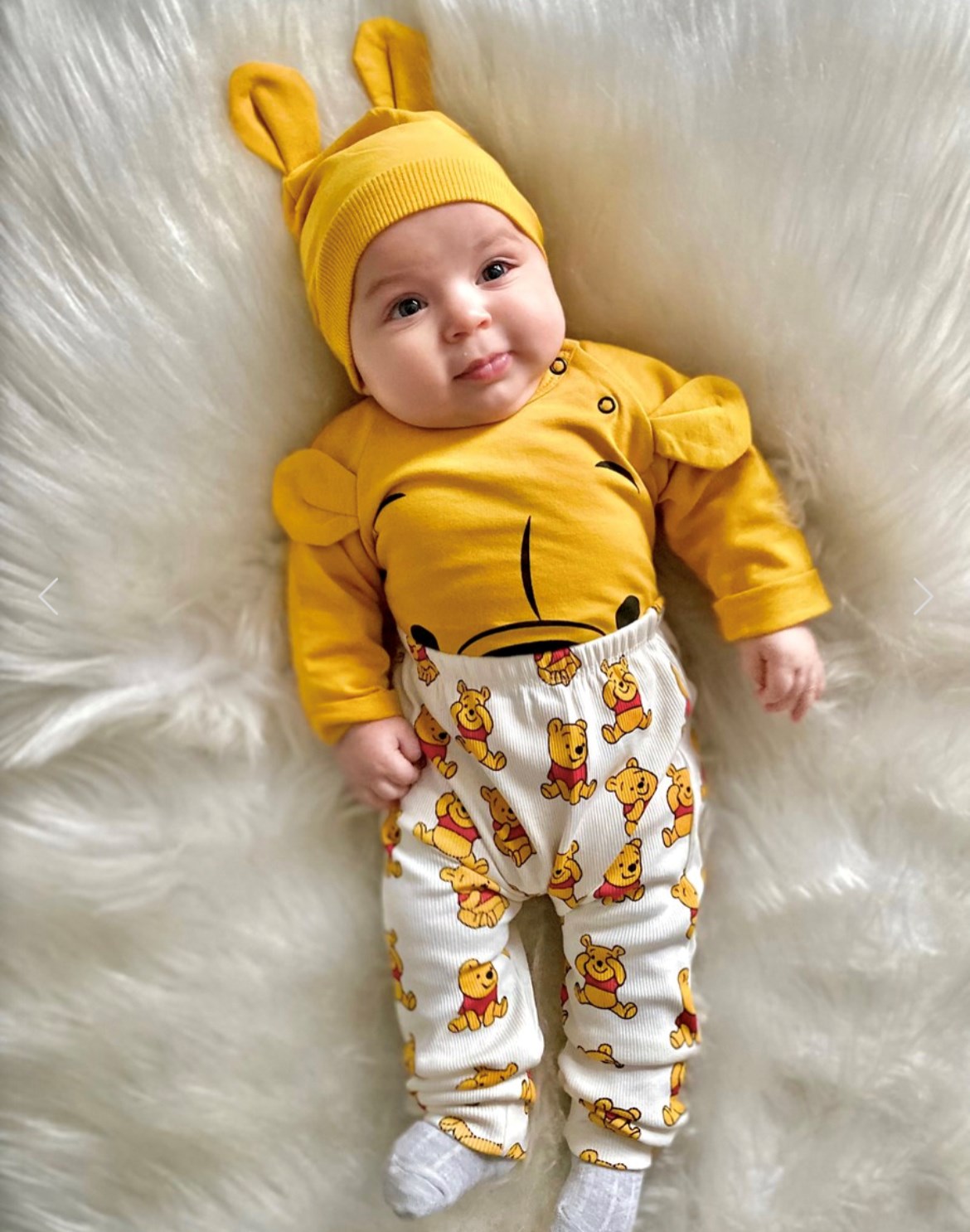 Winnie The Pooh Baskılı Mevsimlik Ribanalı Kumaş 3’lü Takım