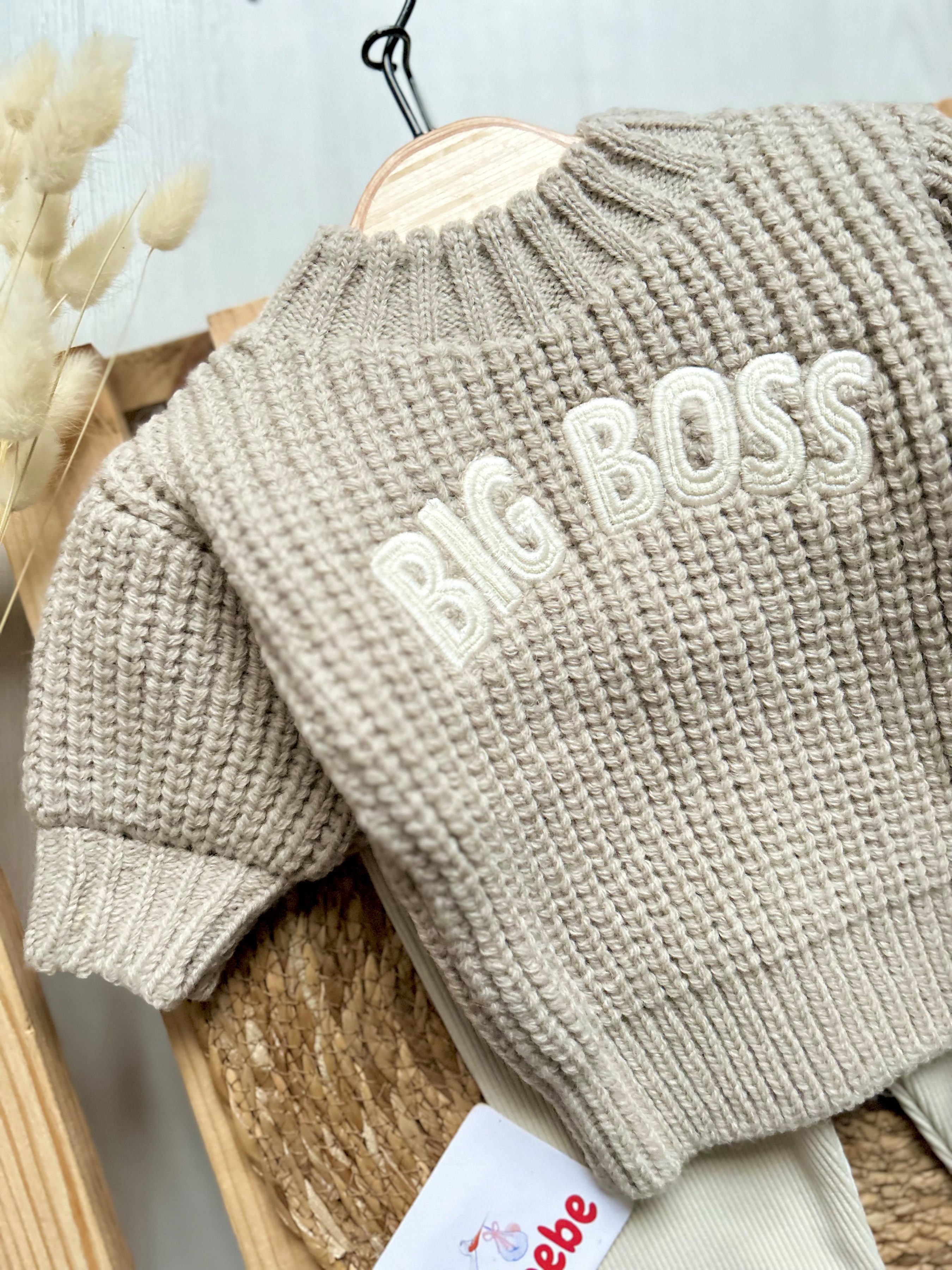 Big Boss Nakışlı Premium Kaliteli Örme Triko Kumaş Esnek Altlı Şapkalı 3’lü Takım