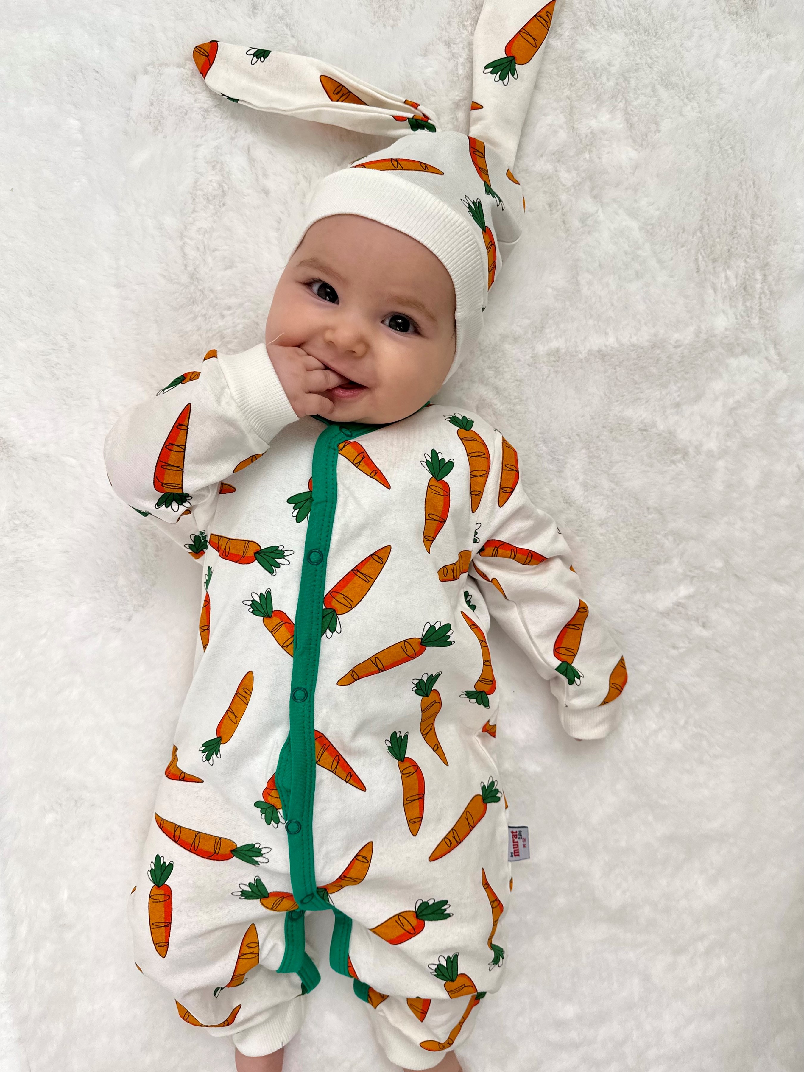 Havuç Baskılı Unisex Mevsimlik Tulum 