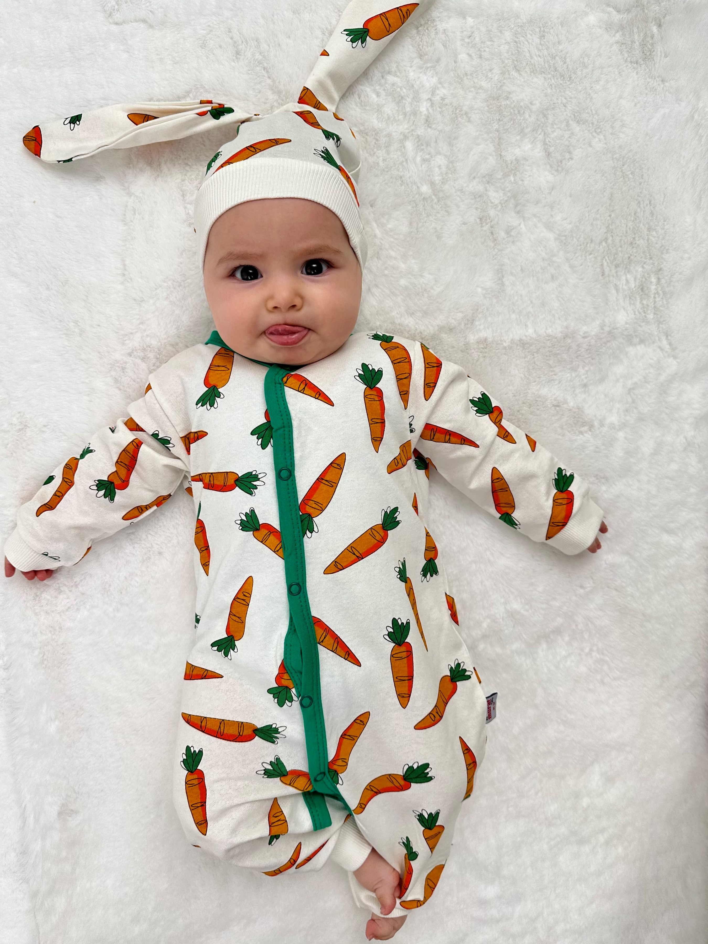 Havuç Baskılı Unisex Mevsimlik Tulum 