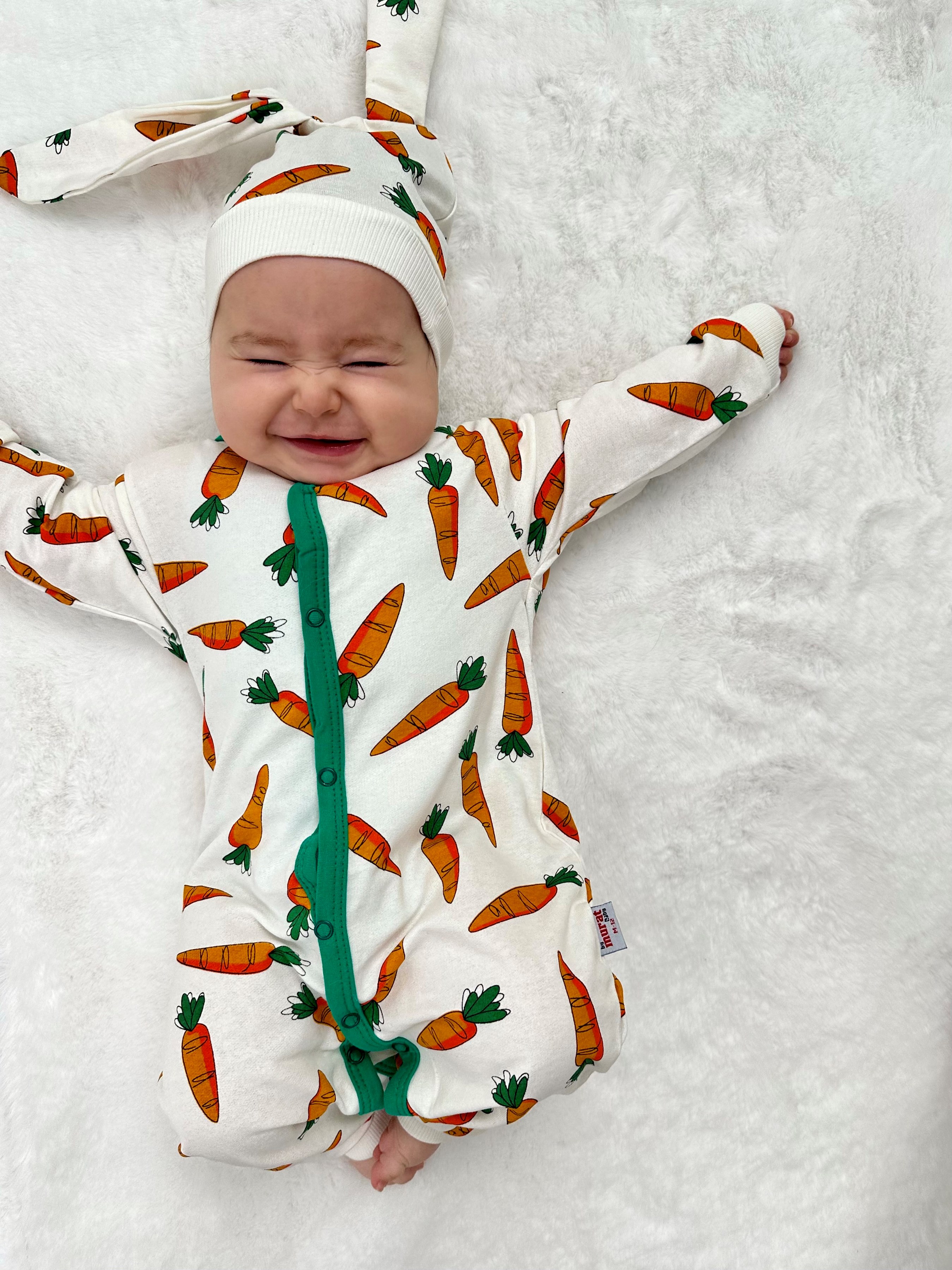Havuç Baskılı Unisex Mevsimlik Tulum 