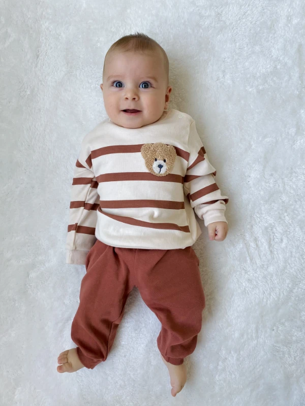 Teddy Çizgili Desenli %100 Pamuk 2’li Takım