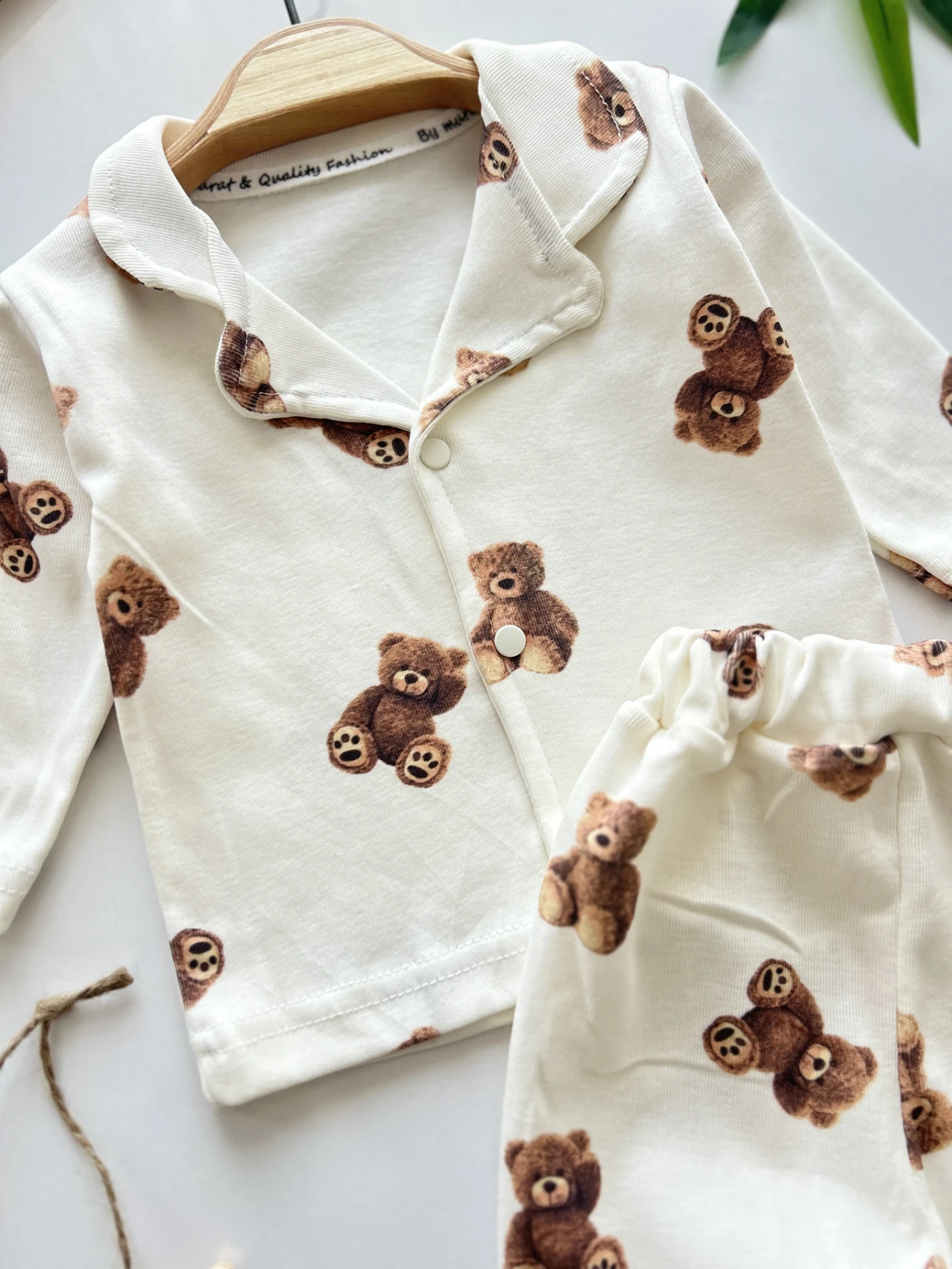 Teddy Ayıcık Pinterest Bebe Yakalı %100 Pamuk 2’li Takım