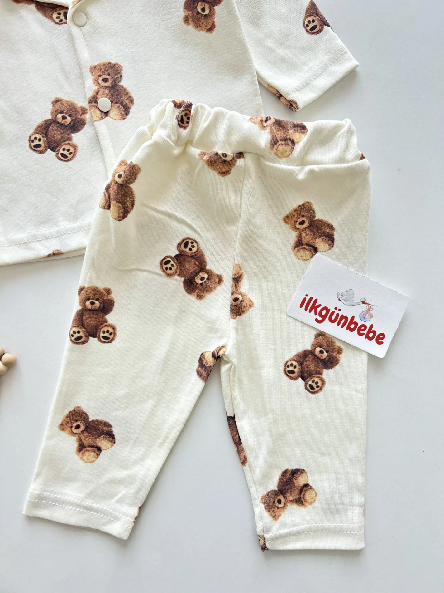 Teddy Ayıcık Pinterest Bebe Yakalı %100 Pamuk 2’li Takım
