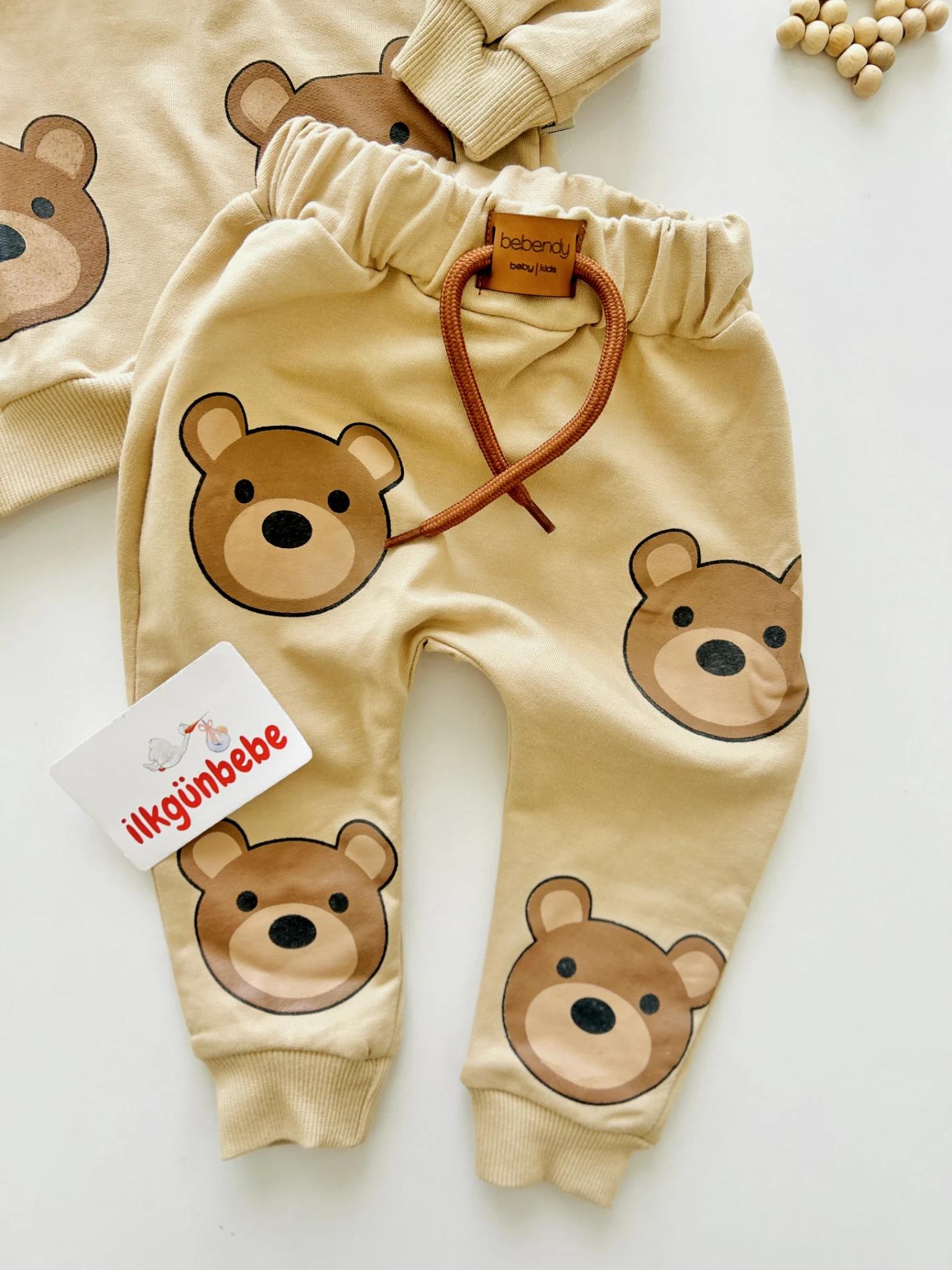 Teddy Kapüşonlu Ahşap Düğmeli Sweatli 2’li Mevsimlik Takım