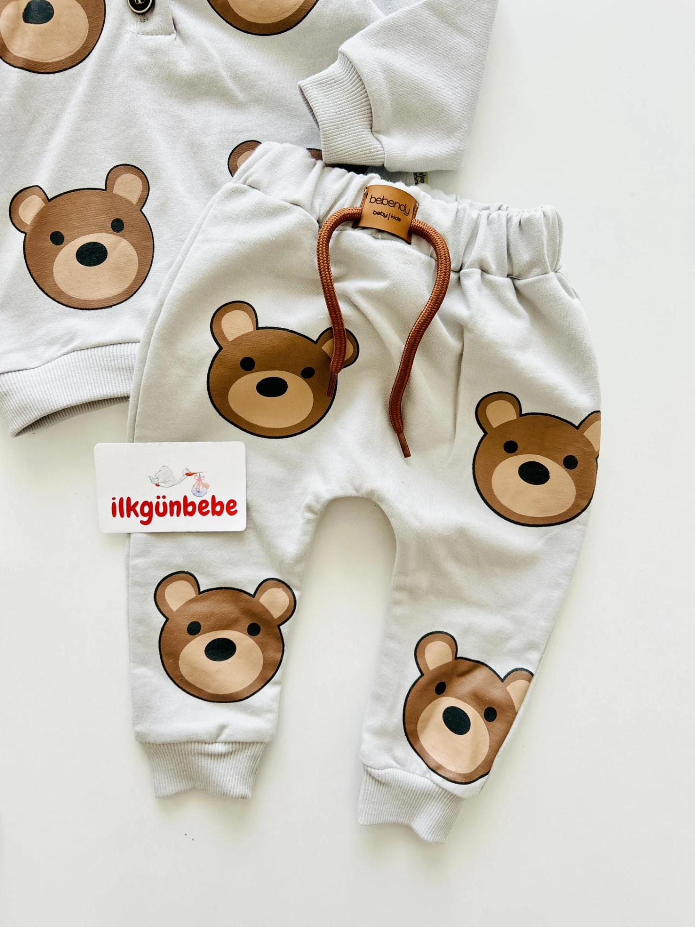 Teddy Kapüşonlu Ahşap Düğmeli Sweatli 2’li Mevsimlik Takım