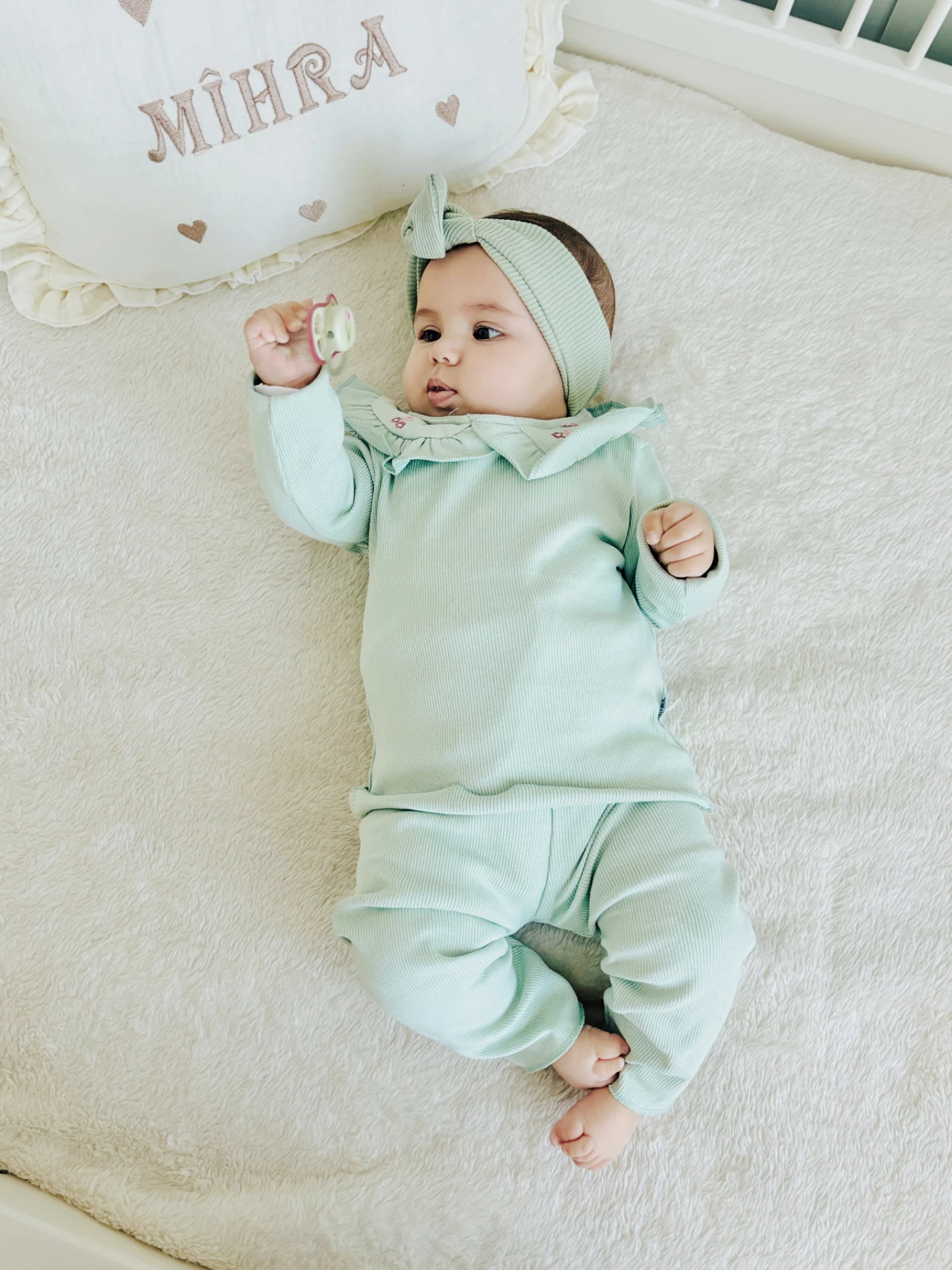 Fisto Çiçek Detaylı %100 Pamuk Ribanalı Esnek Kumaş Taytlı 2’li Takım