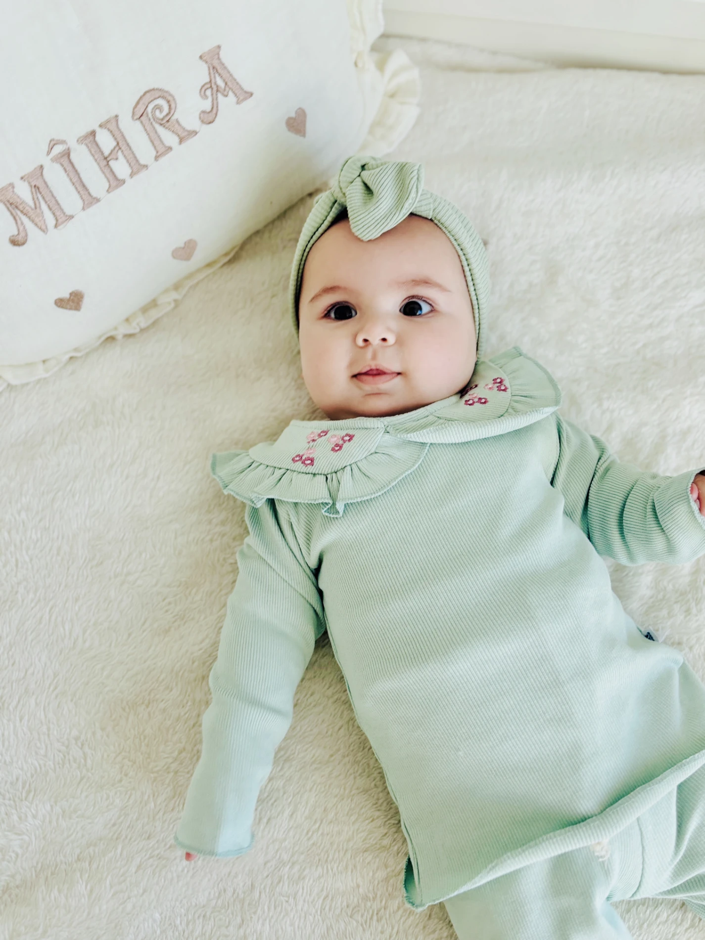 Fisto Çiçek Detaylı %100 Pamuk Ribanalı Esnek Kumaş Taytlı 2’li Takım
