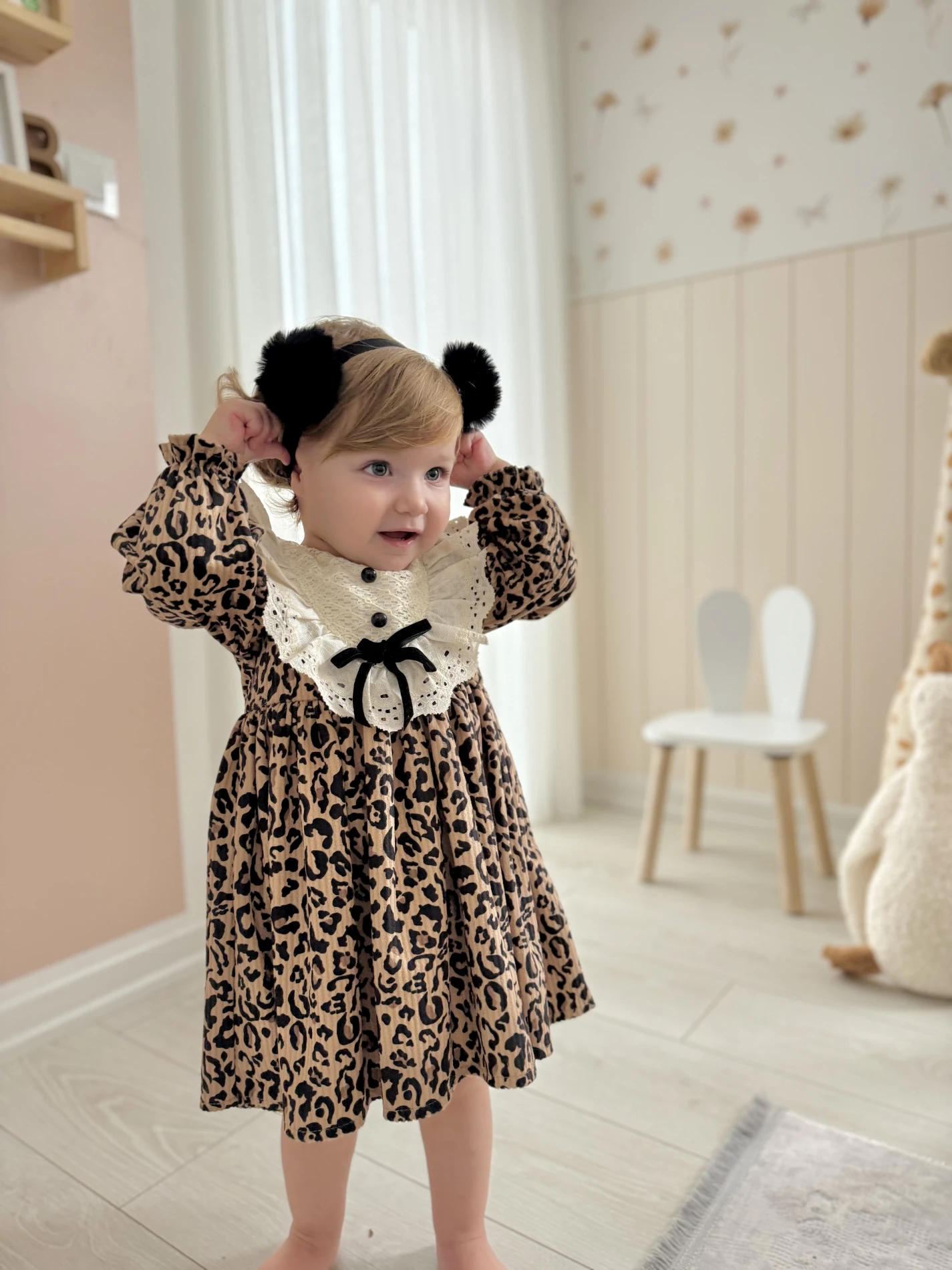 Premium Kalite Özel Koleksiyon Leopar Desen Yumuşak Süet Dokulu Romper Tulum