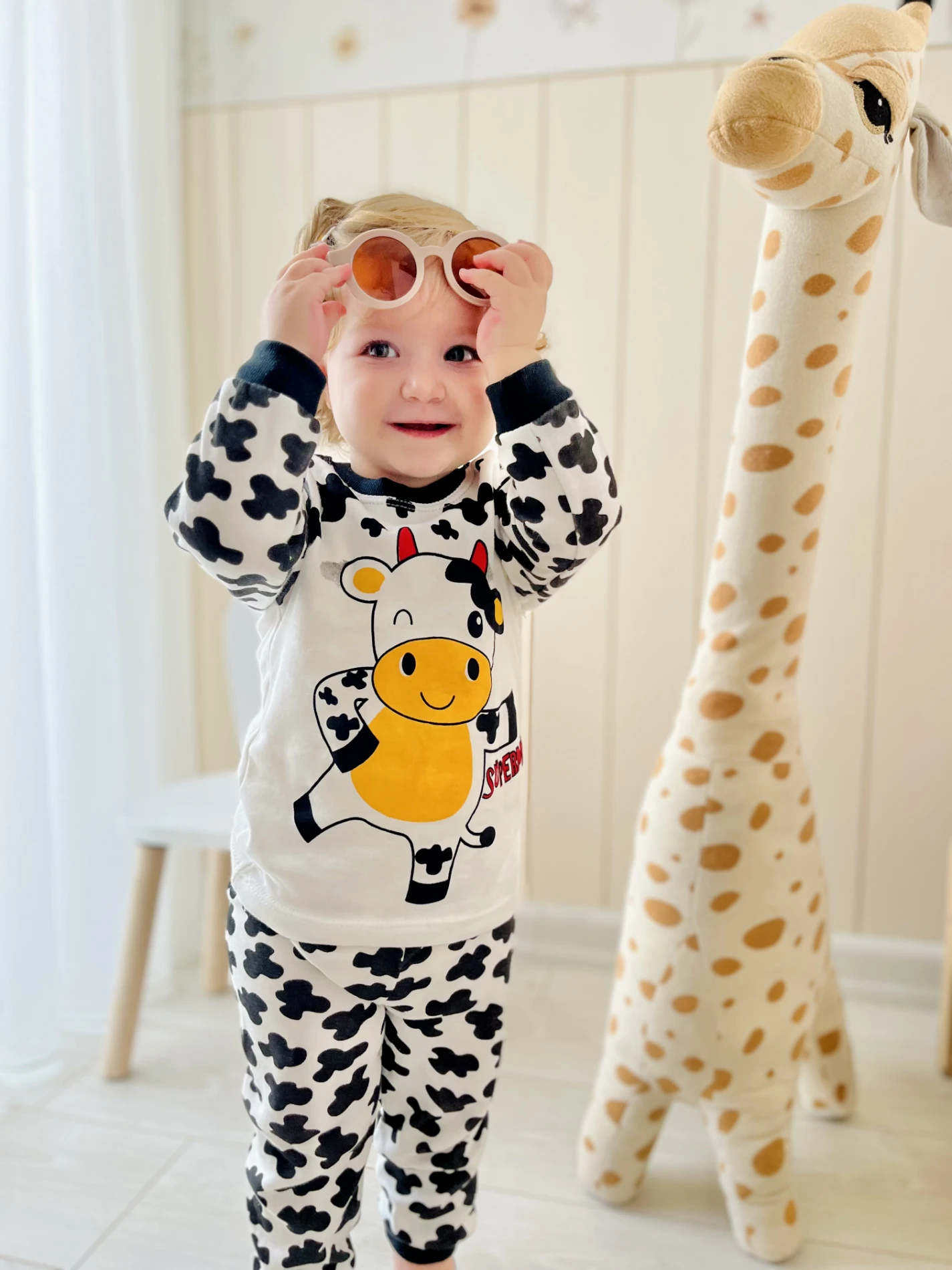İnek Desenli Sevimli Pijama Takımı 
