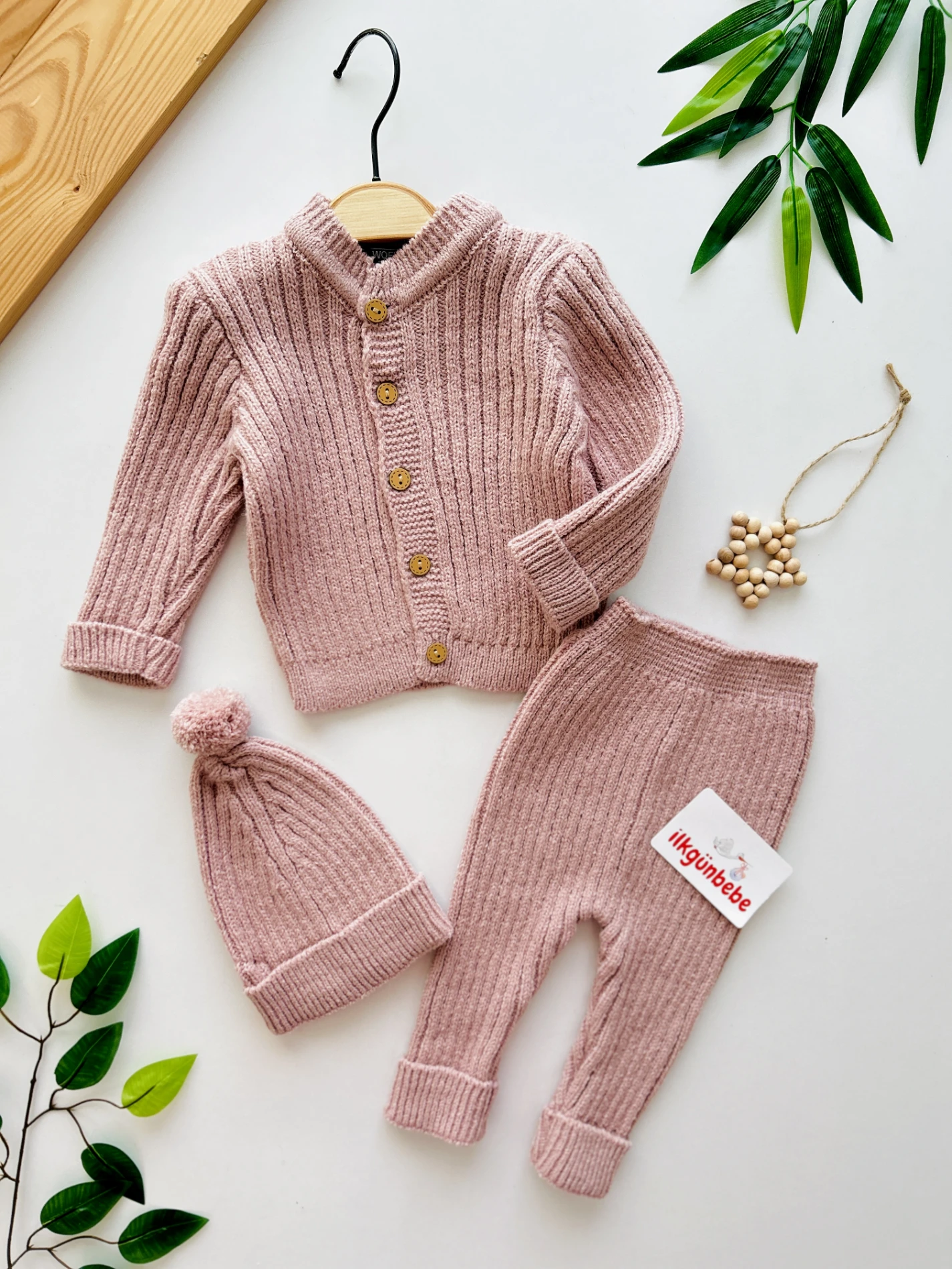 Lucas Şapkalı Düğmeli Triko Premium 3’lü Unisex Takım