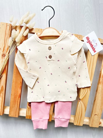 Çiçek Temalı Kaşkorse Esnek Kumaş 2’li Takım