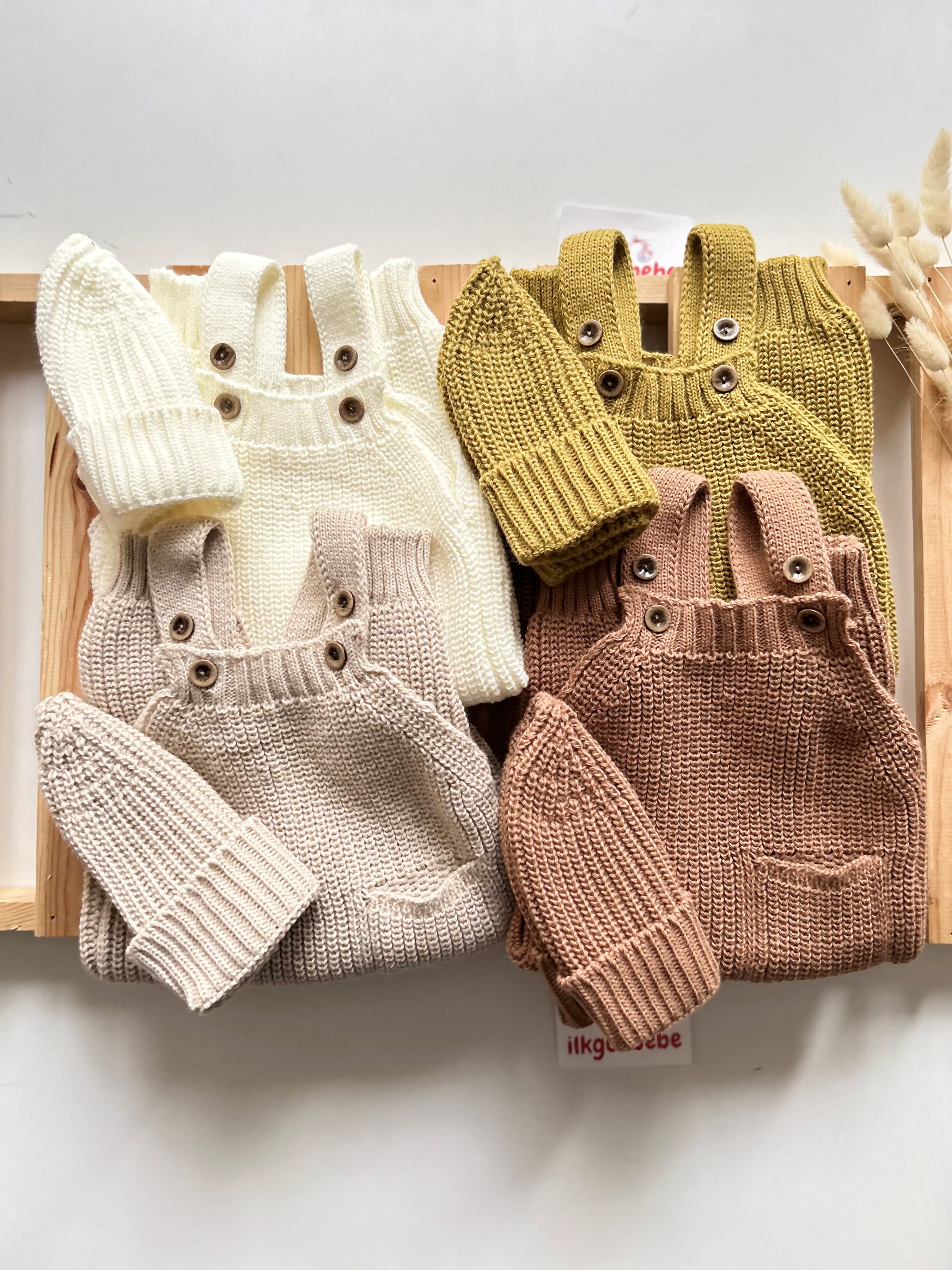 Triko Selanik Örgüsü Cepli Şapkalı 2’li Salopet