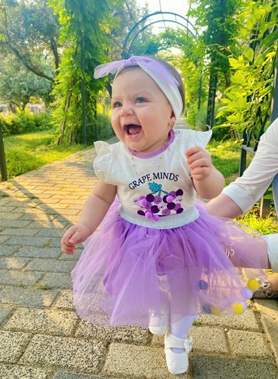 Grape Minds  Baskılı Tüllü Elbise 