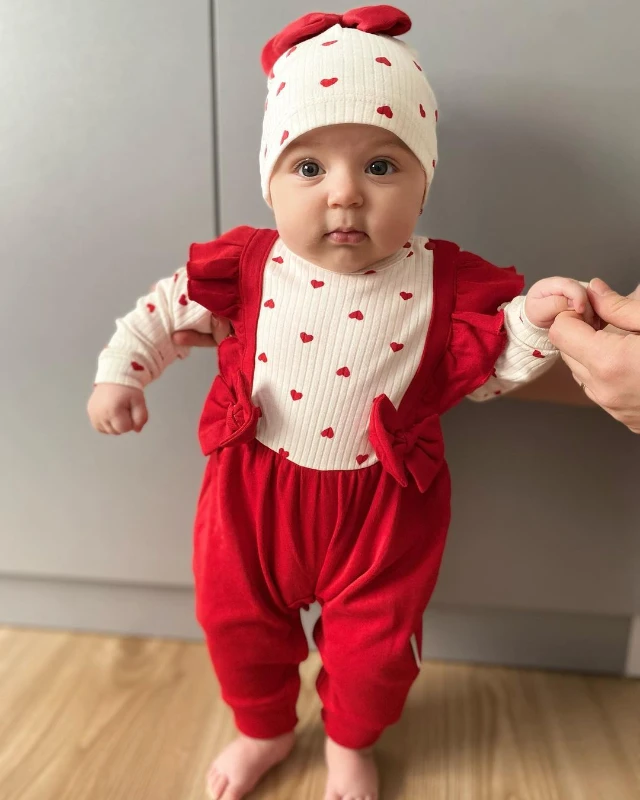 Minik Kalpler Fırfır Detaylı Şapkalı %100 Pamuk Tulum 