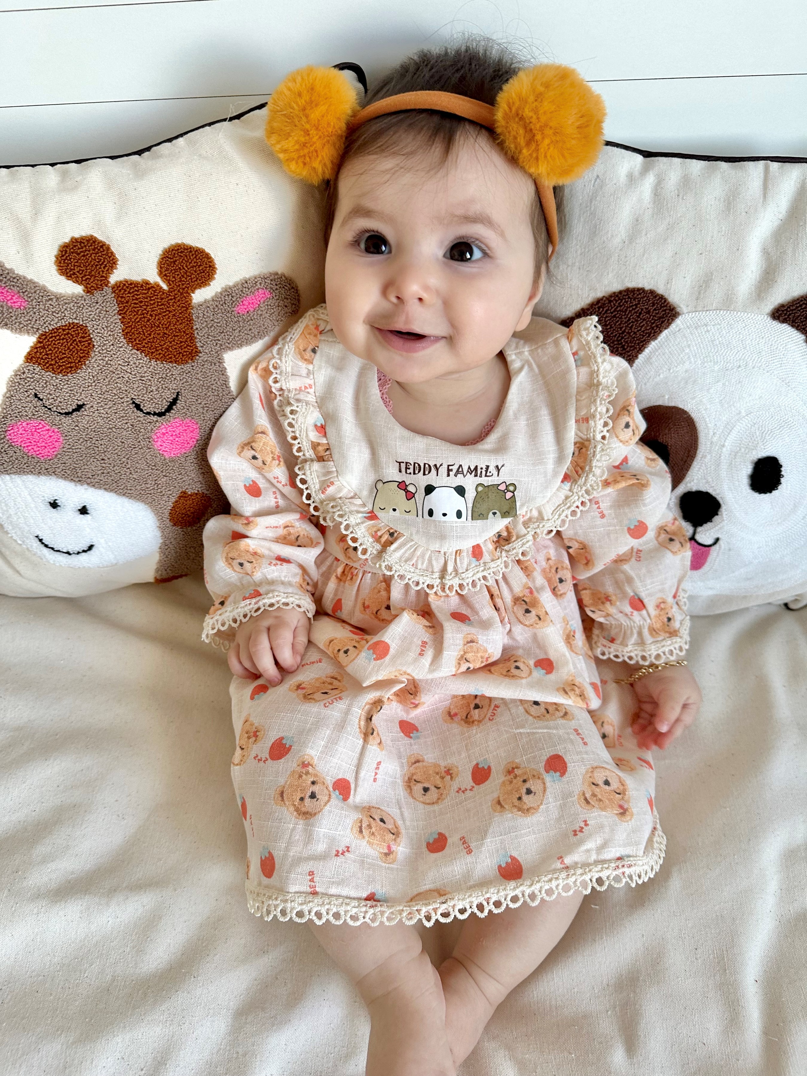 Teddy Family Bear Çilek Temalı Elbise