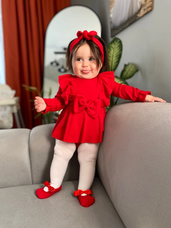 Fiyonklu Romper Zıbınli Elbise 