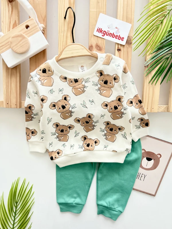 Panda Desenli %100 Pamuk Mevsimlik 2’li Takım