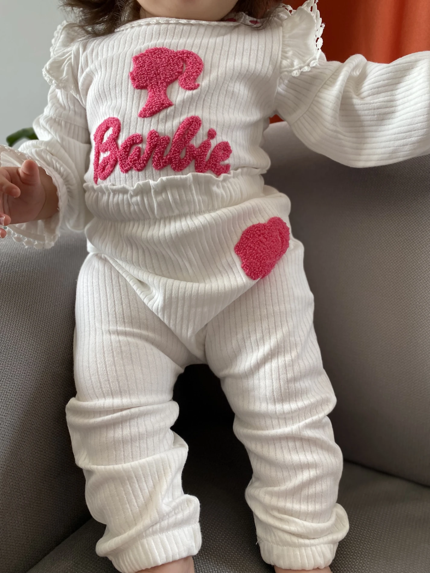 Barbie Desenli Fiyonklu Bandanalı Ribanalı %100 Pamuk Kumaş 3’lü Takım