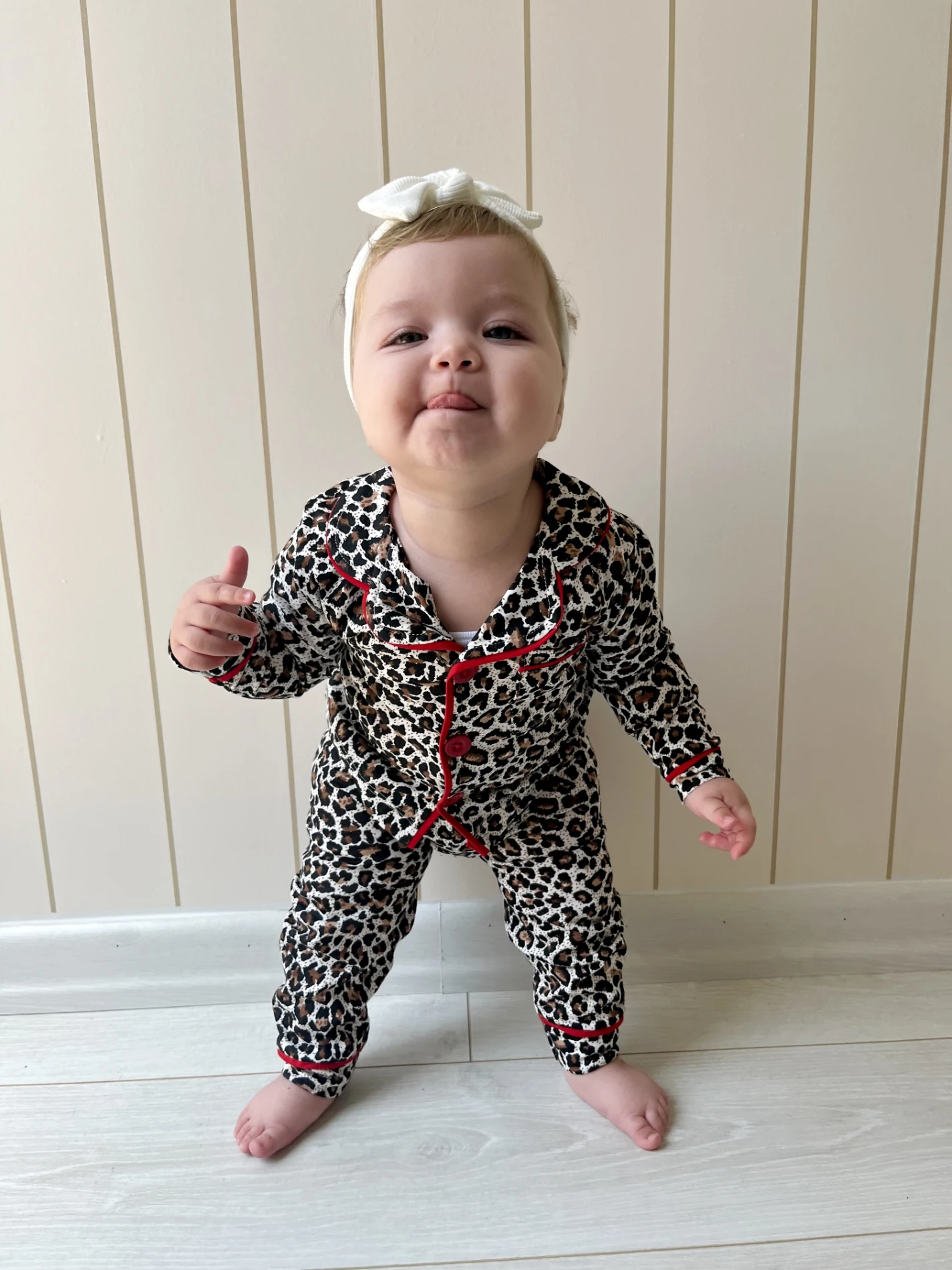 Leopar Desenli Bebe Yakalı %100 Pamuk 2’li Pijama Takımı